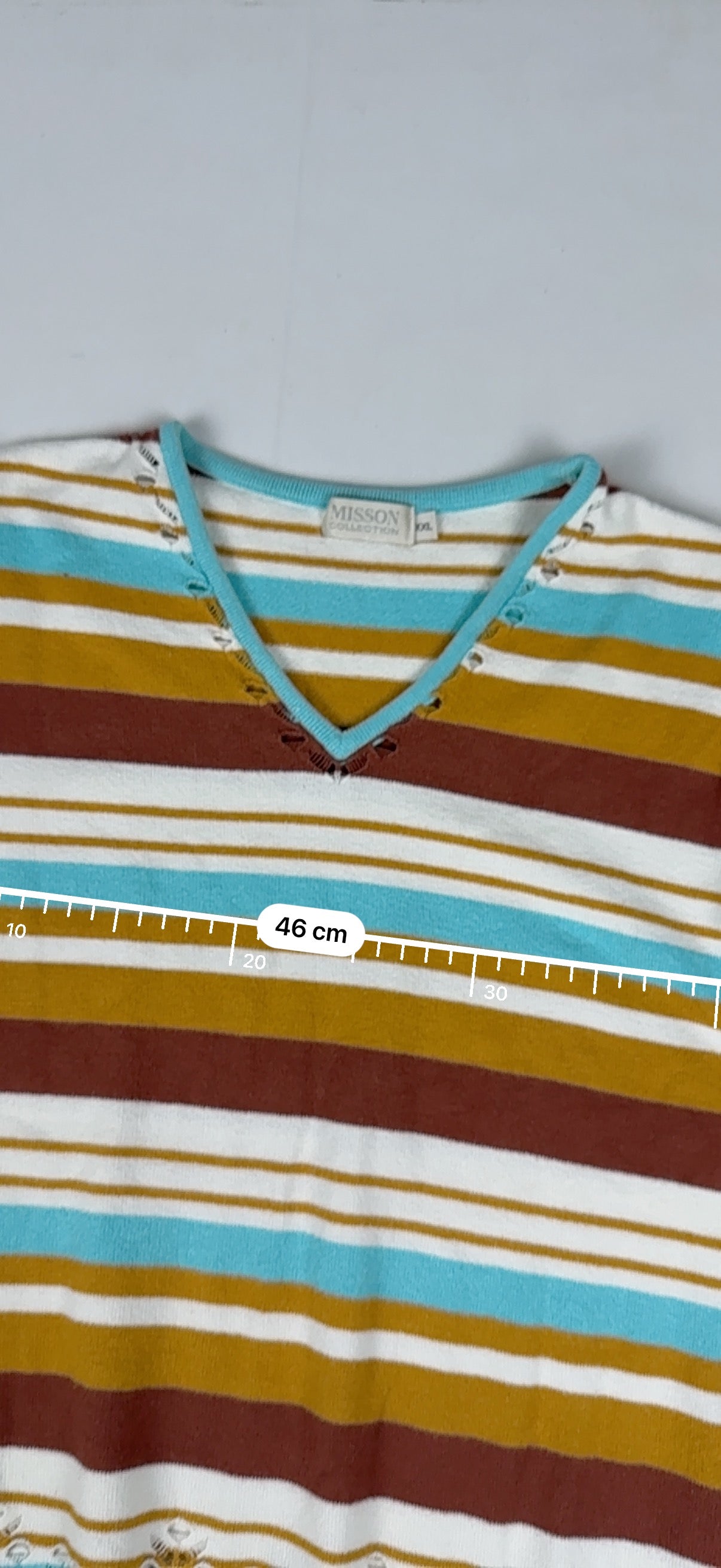 Striped beige tight fit crochet top (XL)