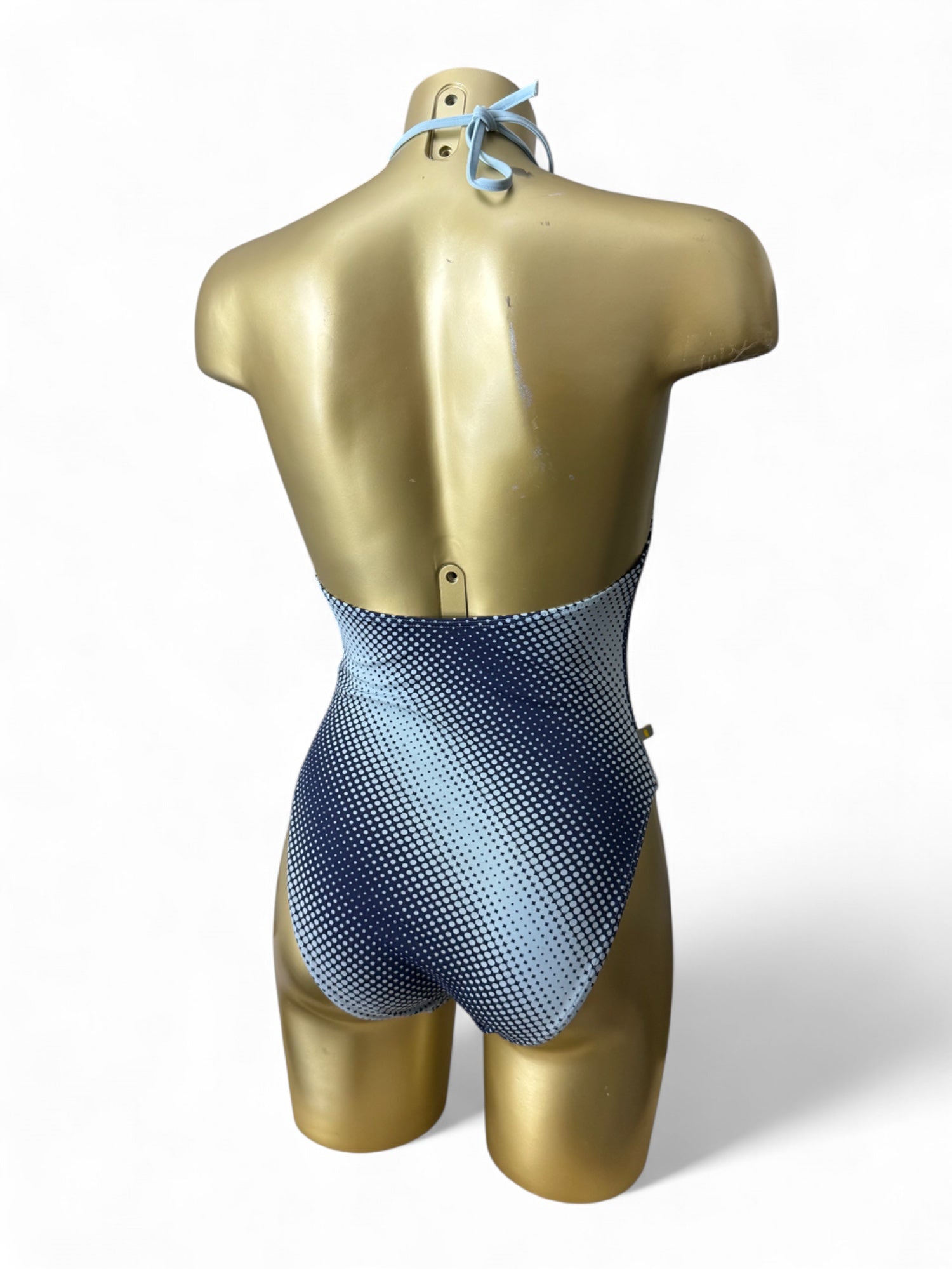 Blue lycra backless body swimsuit (S)