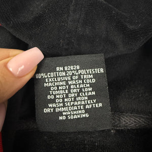 Black velvet zip up logo hoodie (S/M)