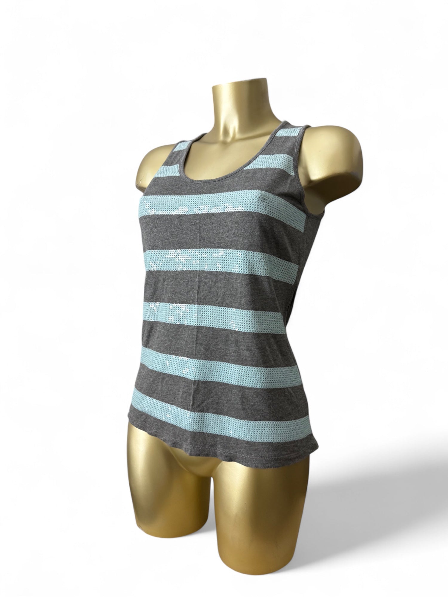Grey striped sequins tank top (M/L)