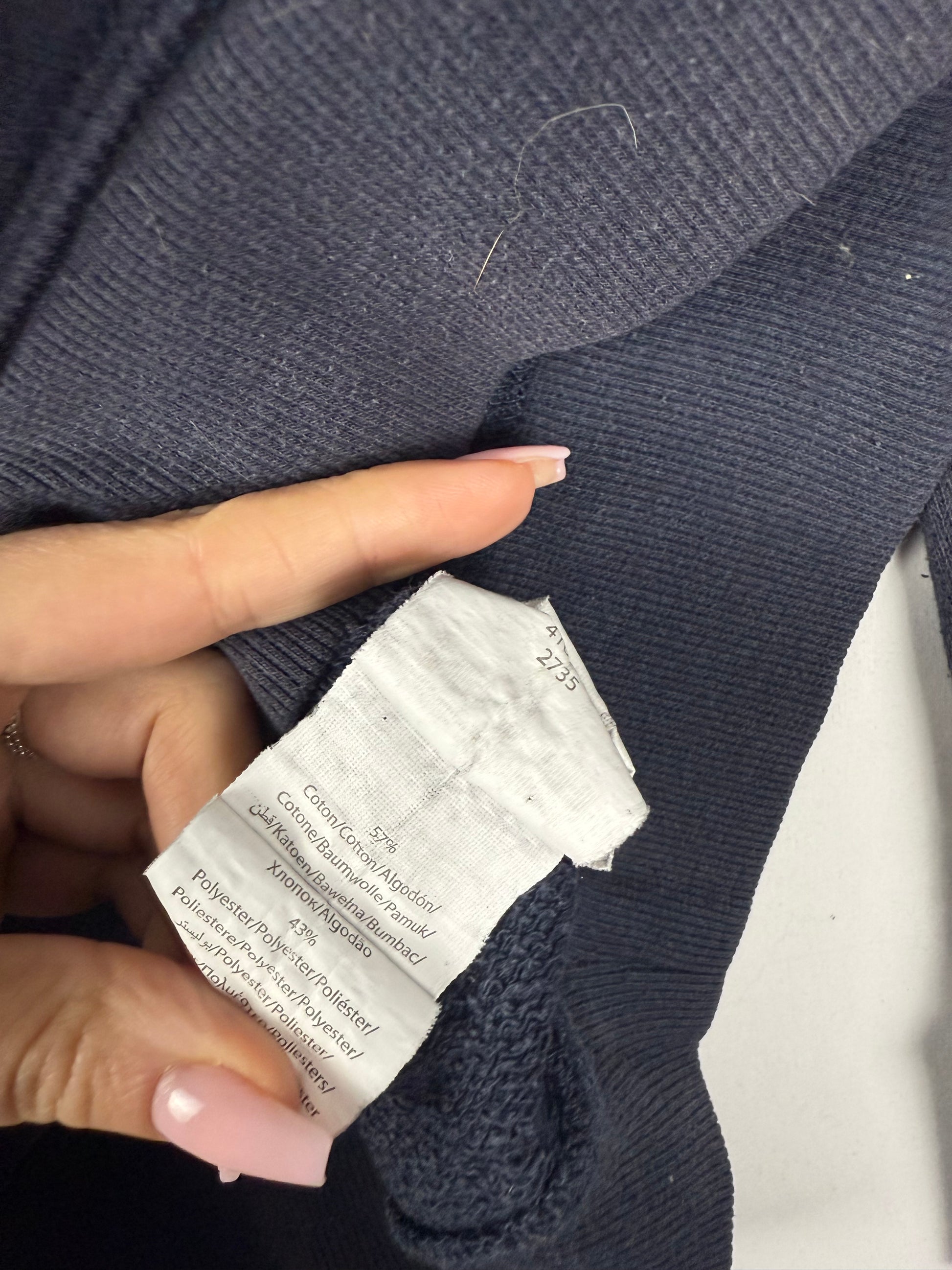 Navy logo cotton hoodie (M)