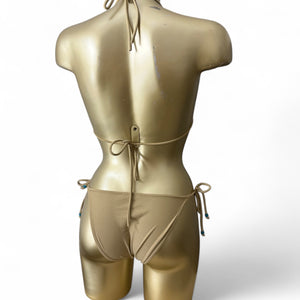 Beige suede low waisted bikini set (S)