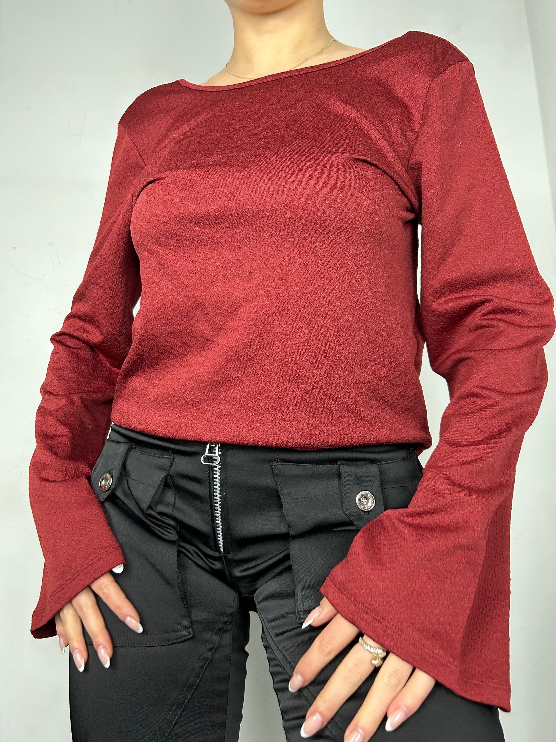 Rust flared long sleeves top (XL)