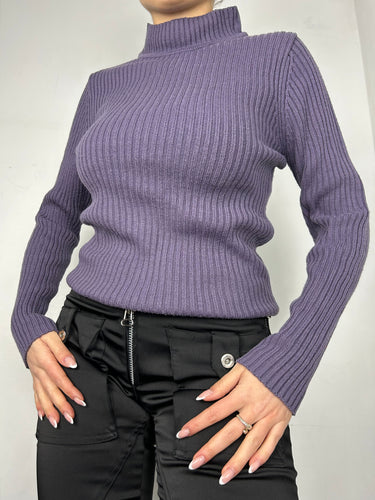 Purple high neck jumper (M)
