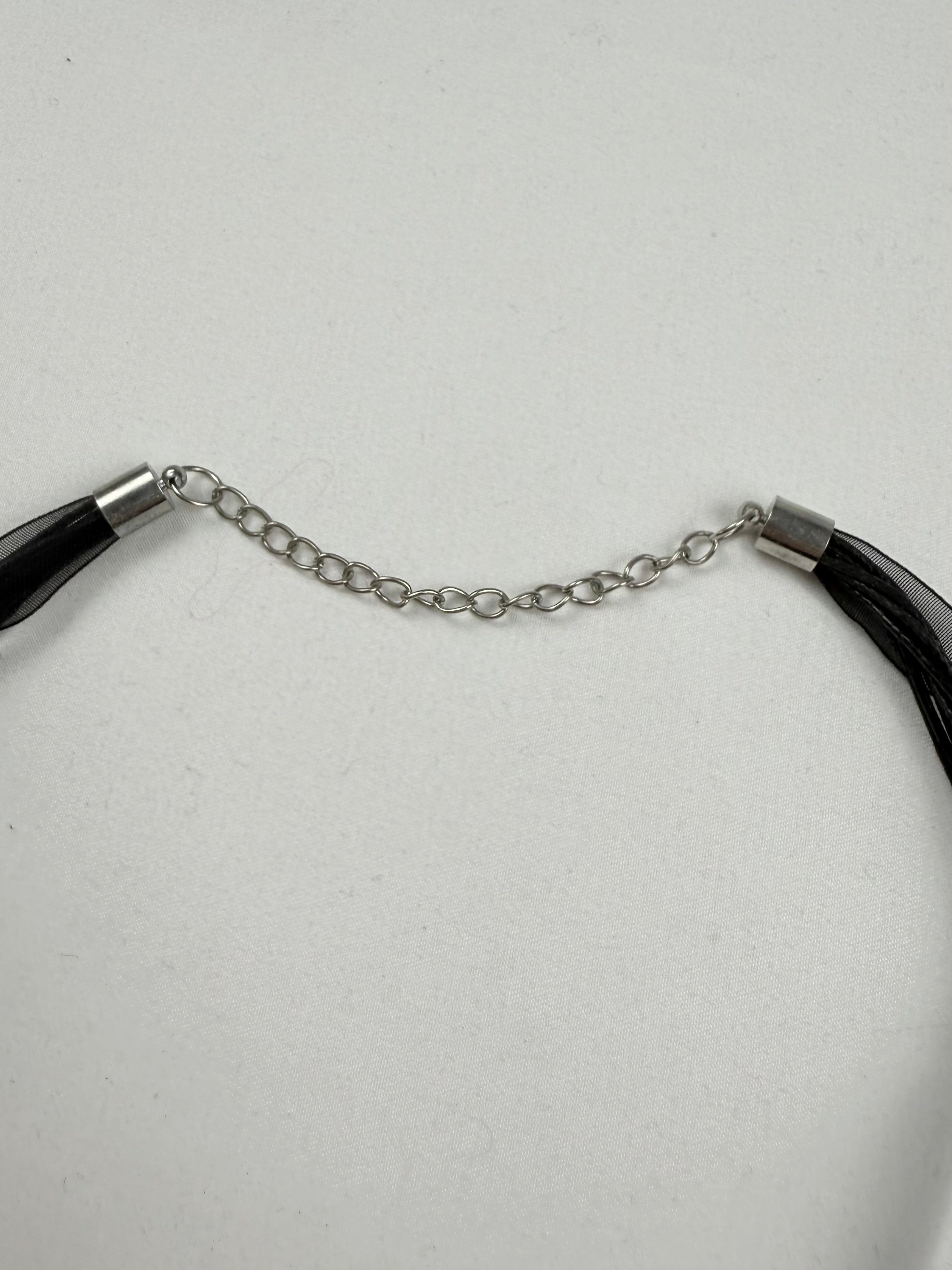 Silver inox & mesh pearls necklace