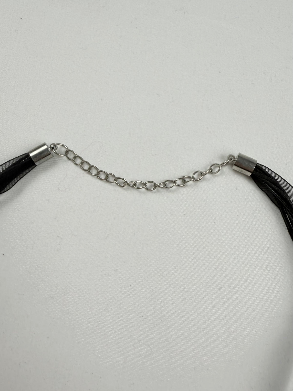 Silver inox & mesh pearls necklace