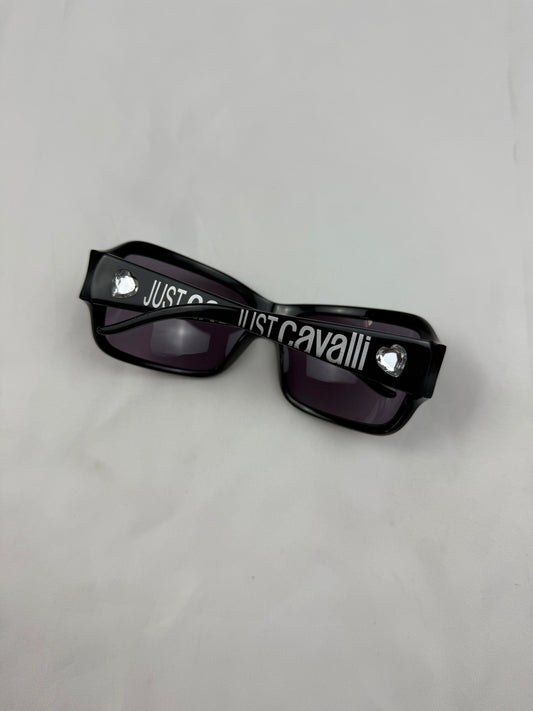 Black 2000s rhinestones logo sunglasses