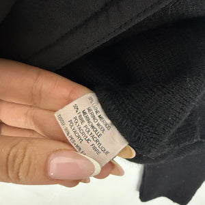 Black zip up bi fabric wool knitted biker jacket (S)