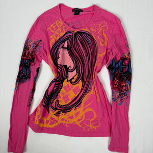 Pink graphic long sleeves top (XL)