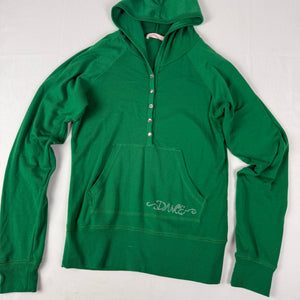Green logo cotton hoodie (S)