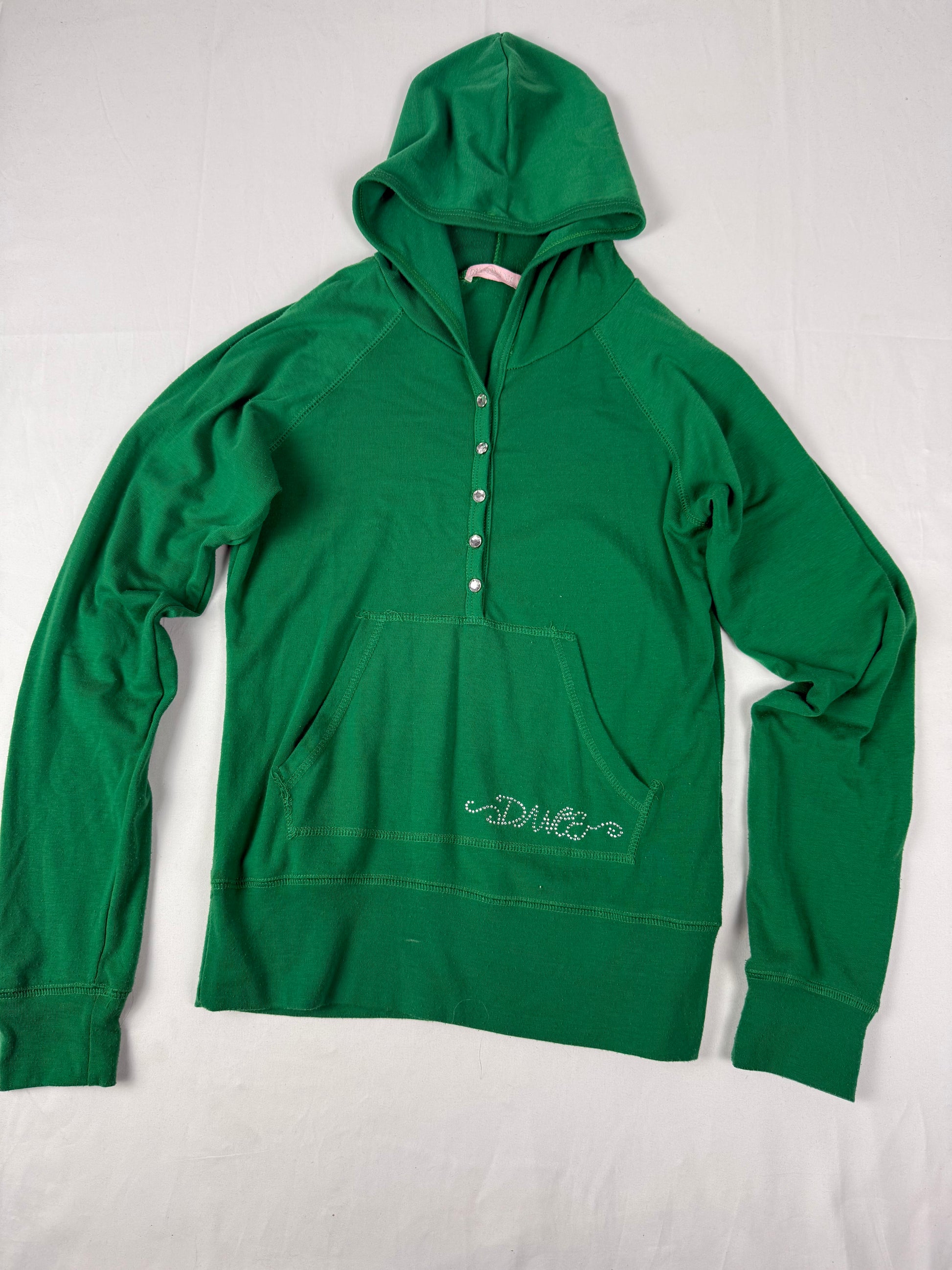 Green logo cotton hoodie (S)