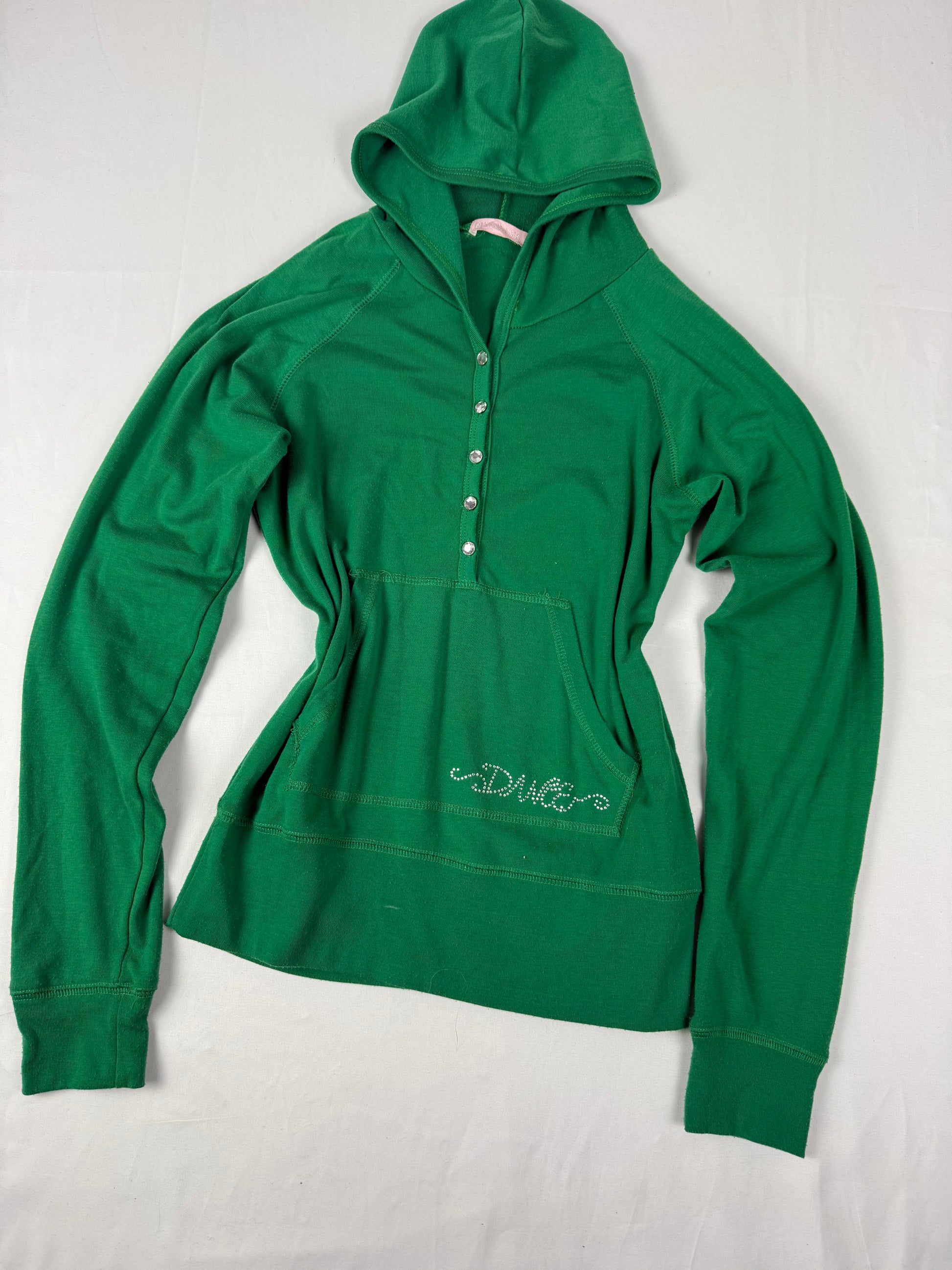 Green logo cotton hoodie (S)