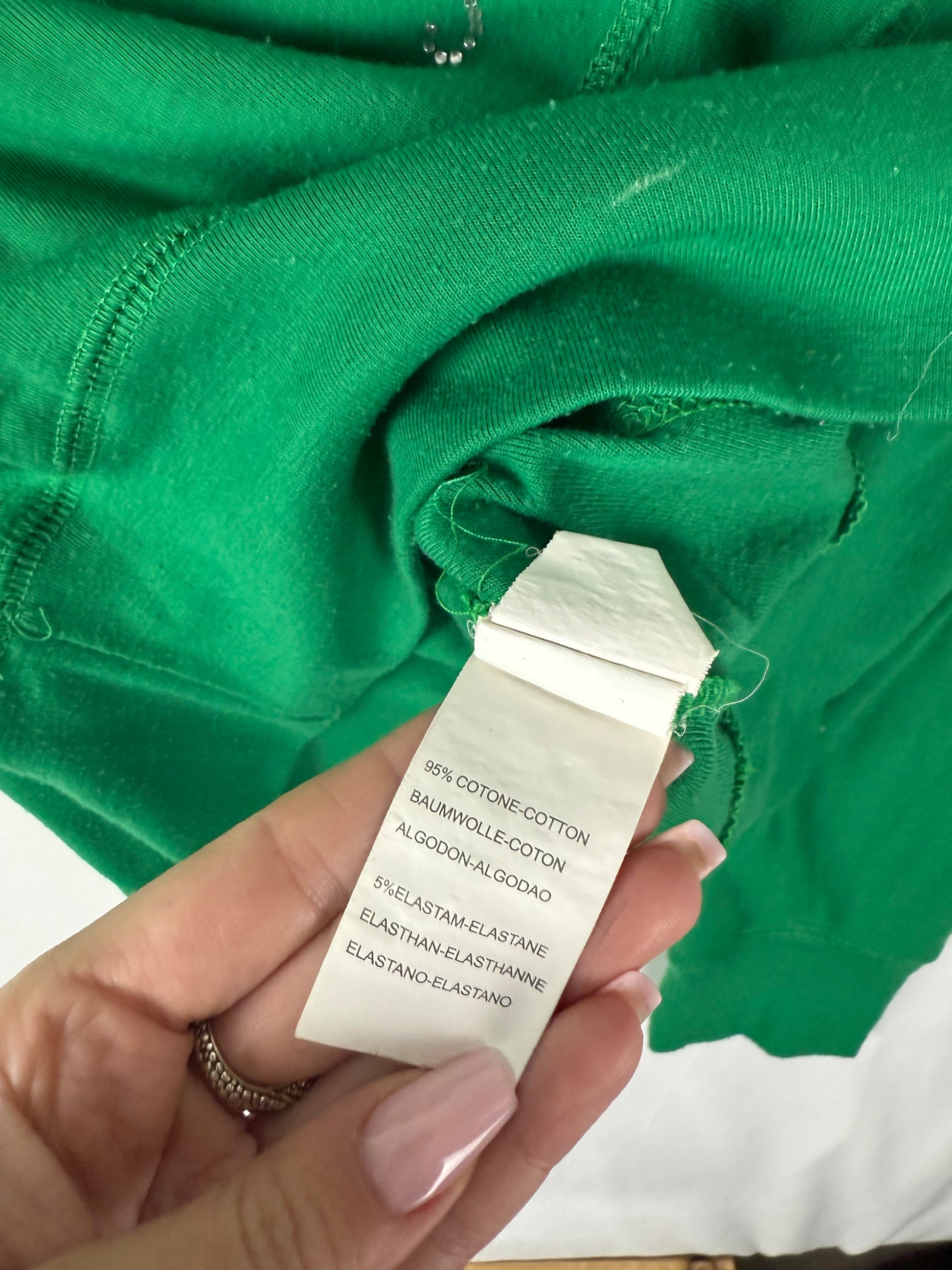 Green logo cotton hoodie (S)