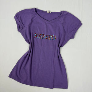 Purple sequins logo tee (S/M)