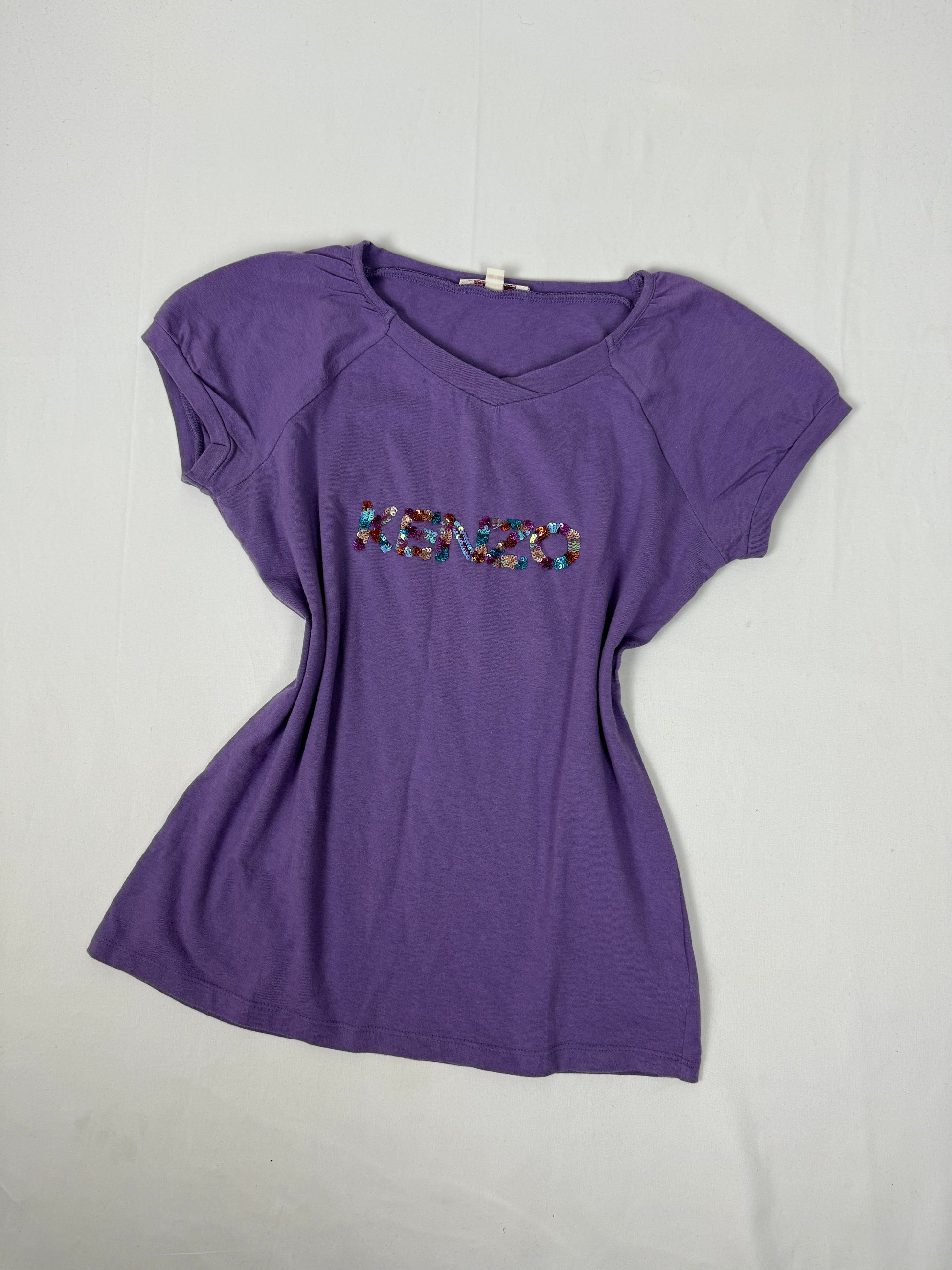 Purple sequins logo tee (S/M)