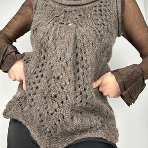 Khaki wool knitted jumper top (S/M)