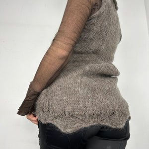 Khaki wool knitted jumper top (S/M)