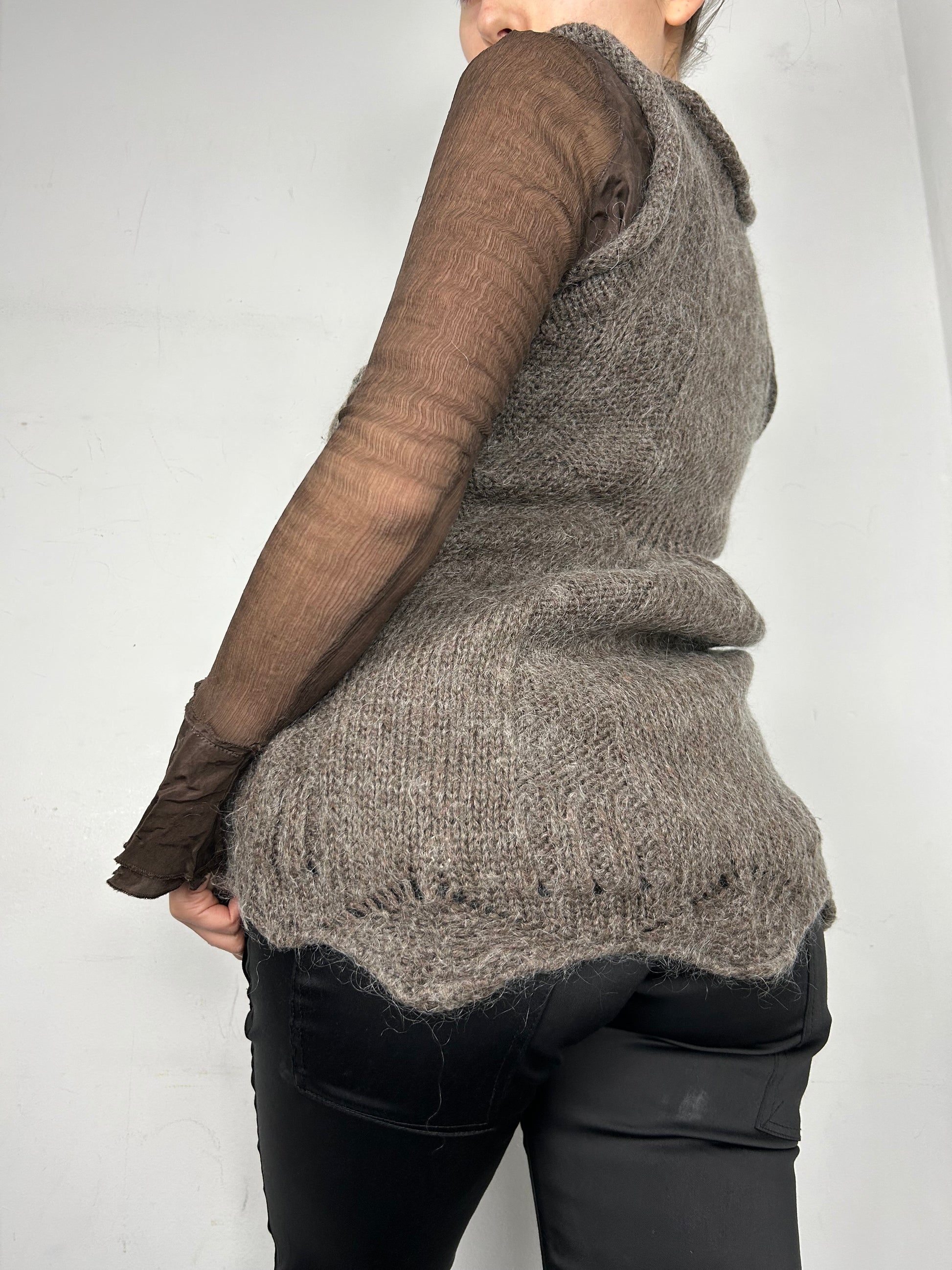 Khaki wool knitted jumper top (S/M)