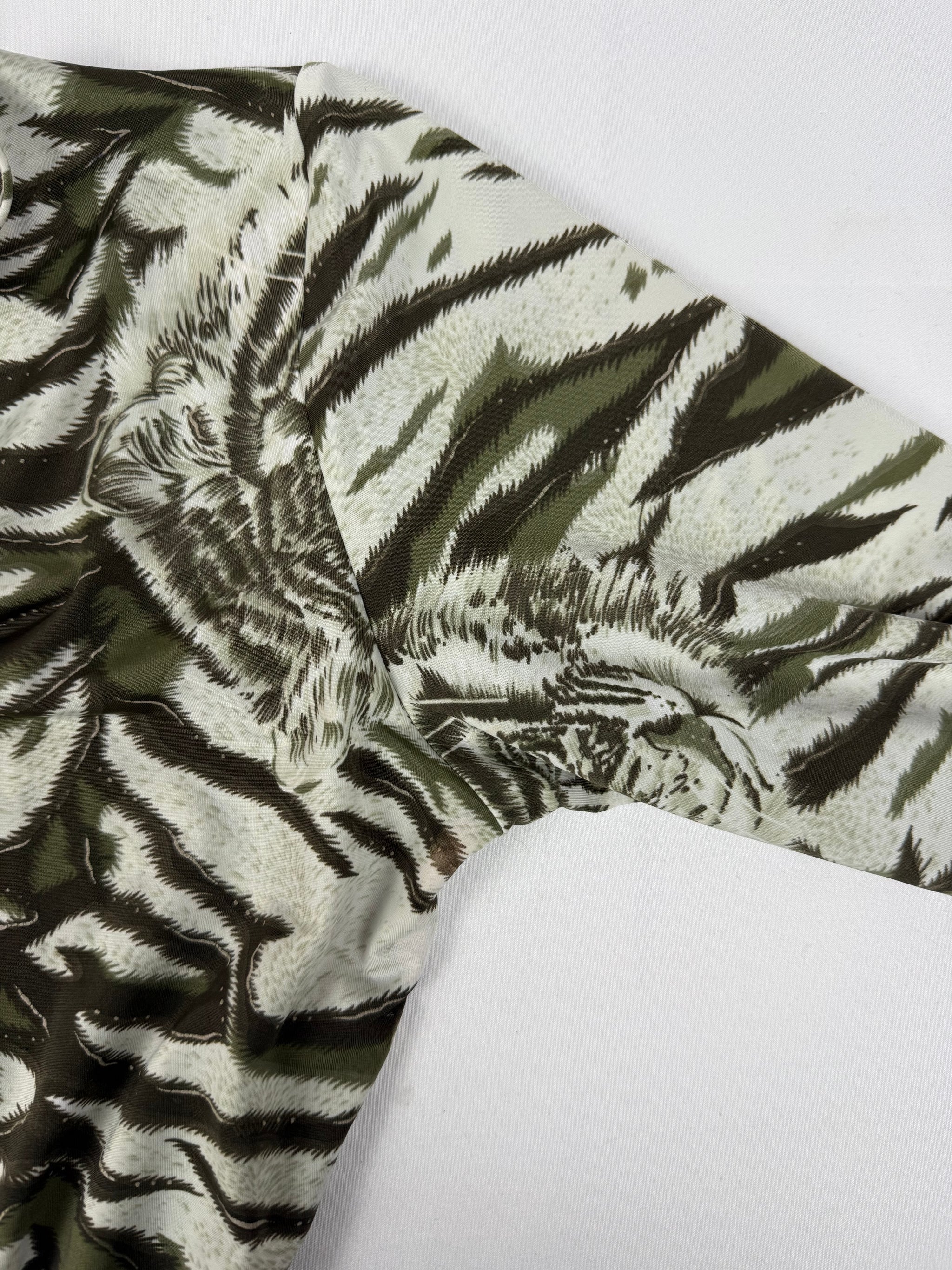 Khaki animal print lycra 3/4 sleeves top (S/M)