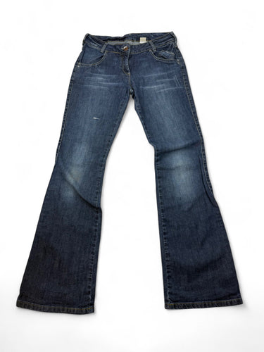 Blue denim low rise flare bootcut pants (S)