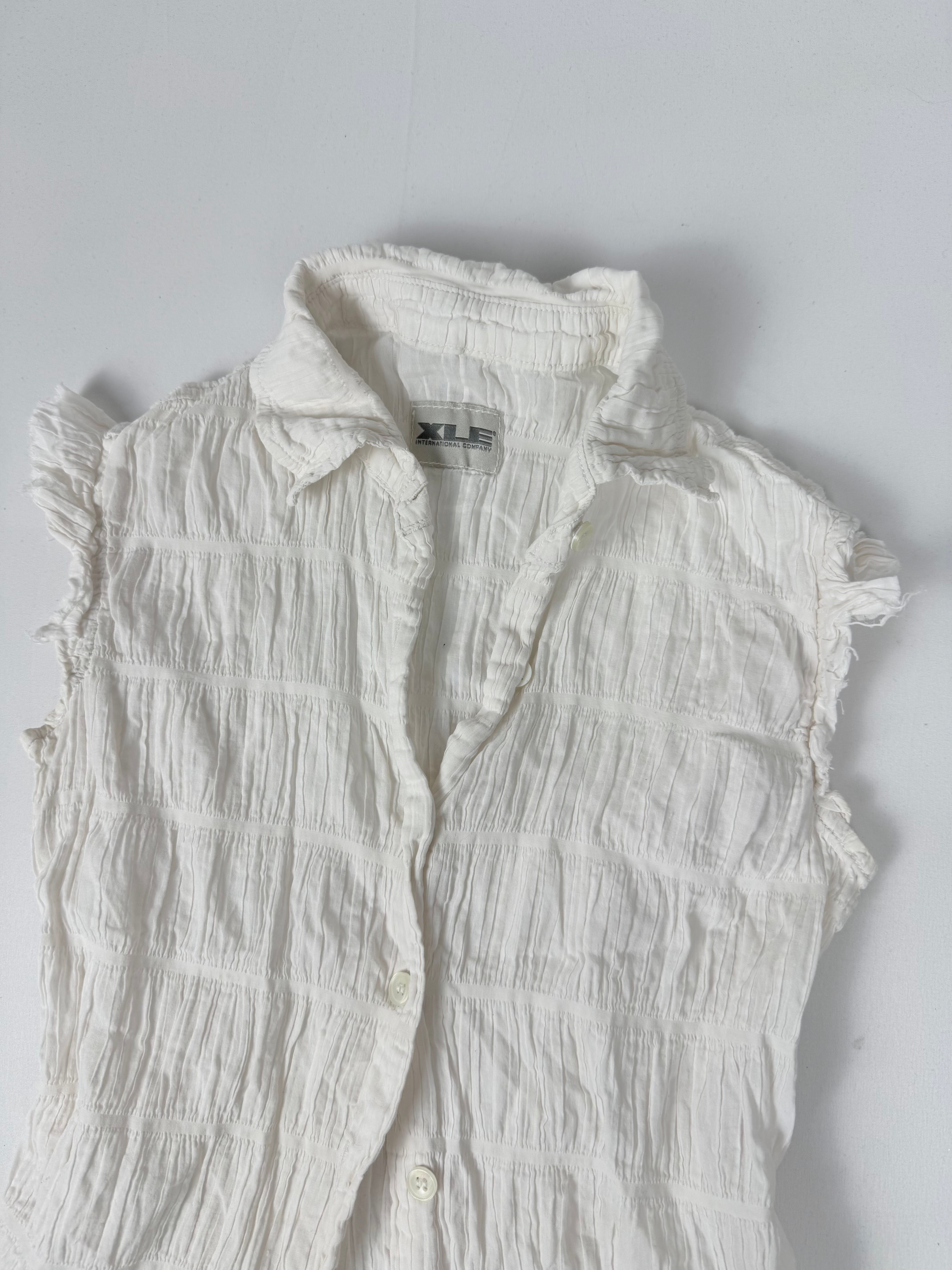 White ruched cotton tight fit top (XS/S)