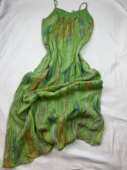 Green cotton maxi dress (S/M)