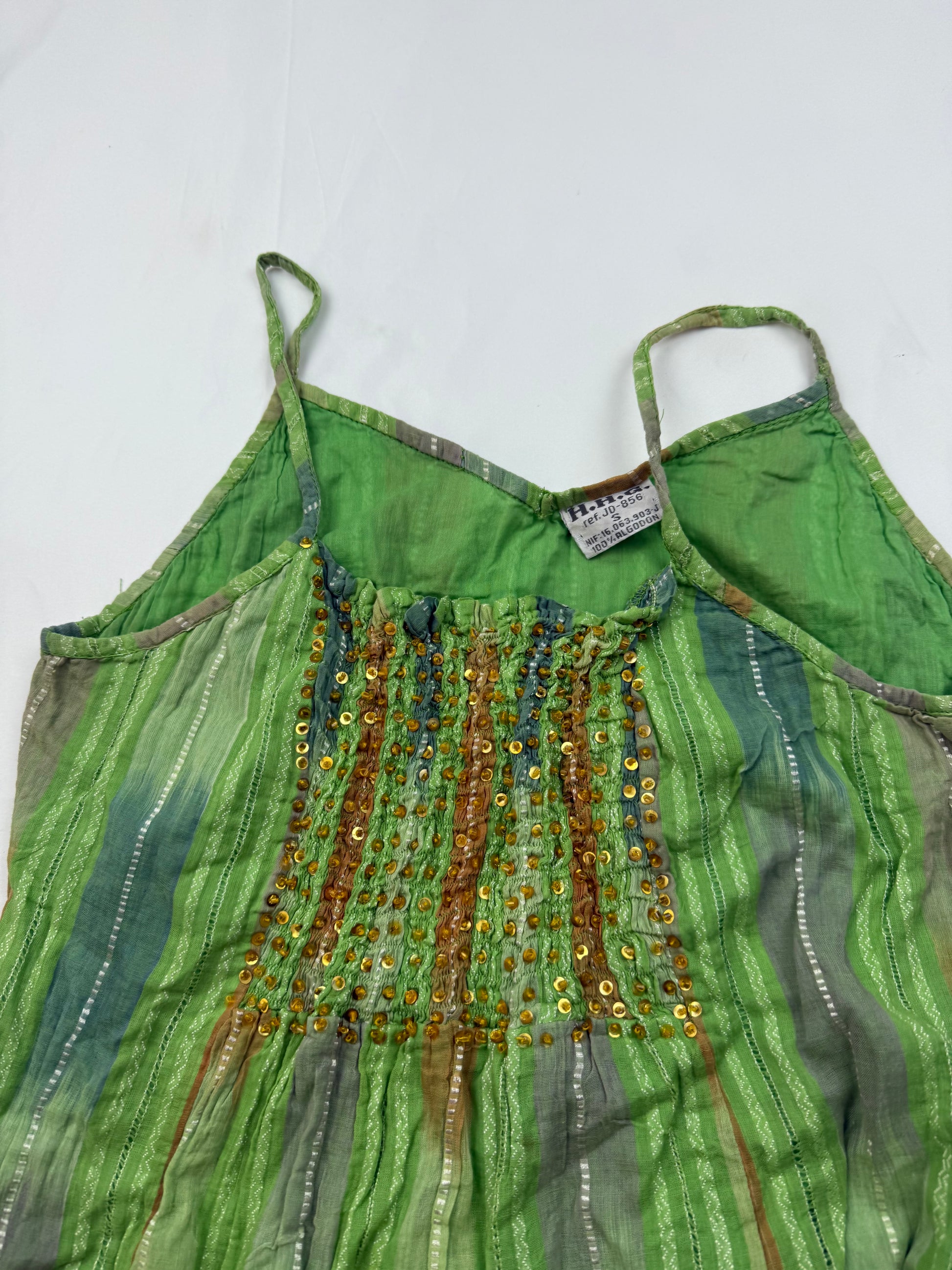 Green cotton maxi dress (S/M)