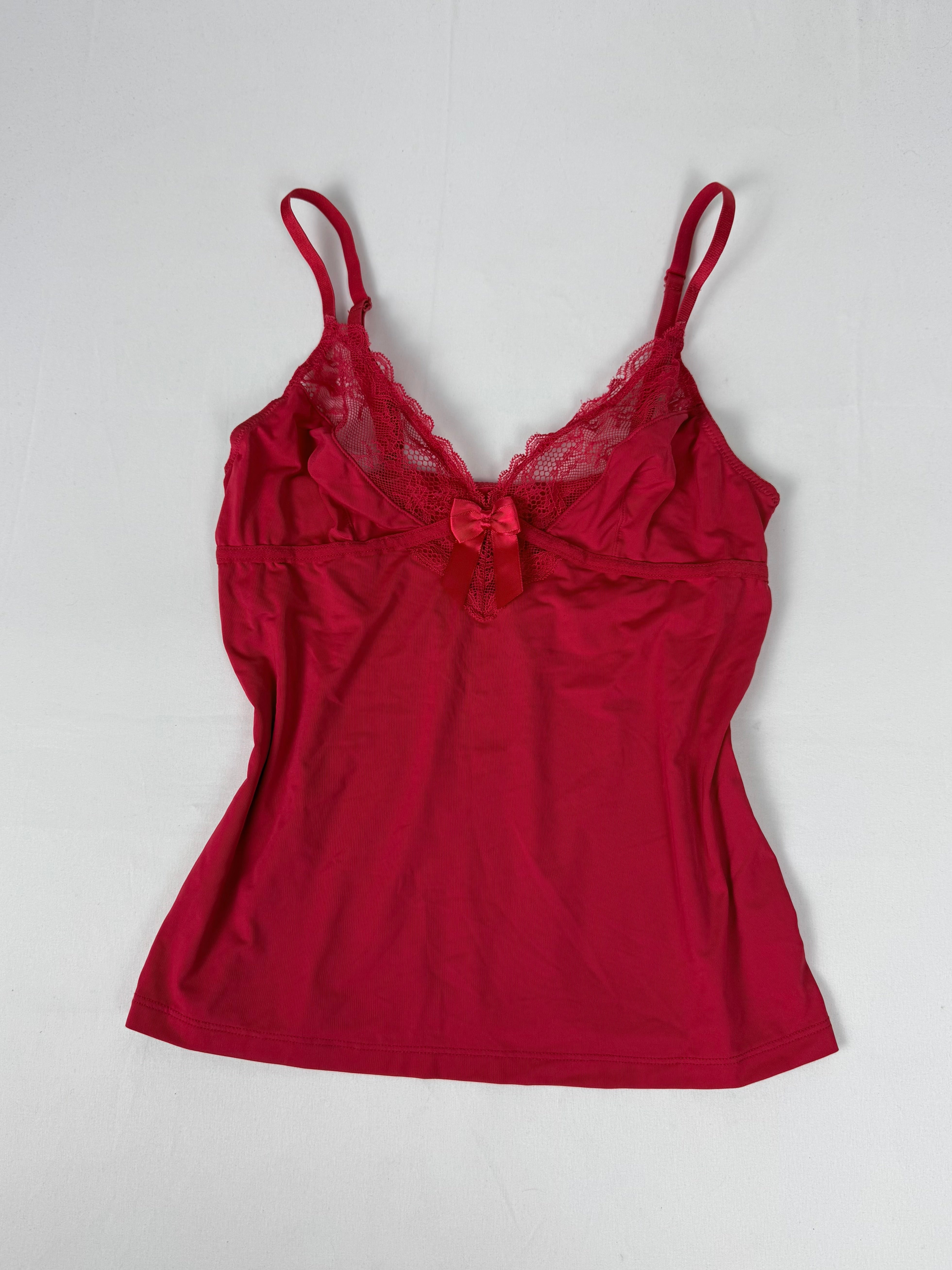 Red babydoll lycra cami top (M/L)