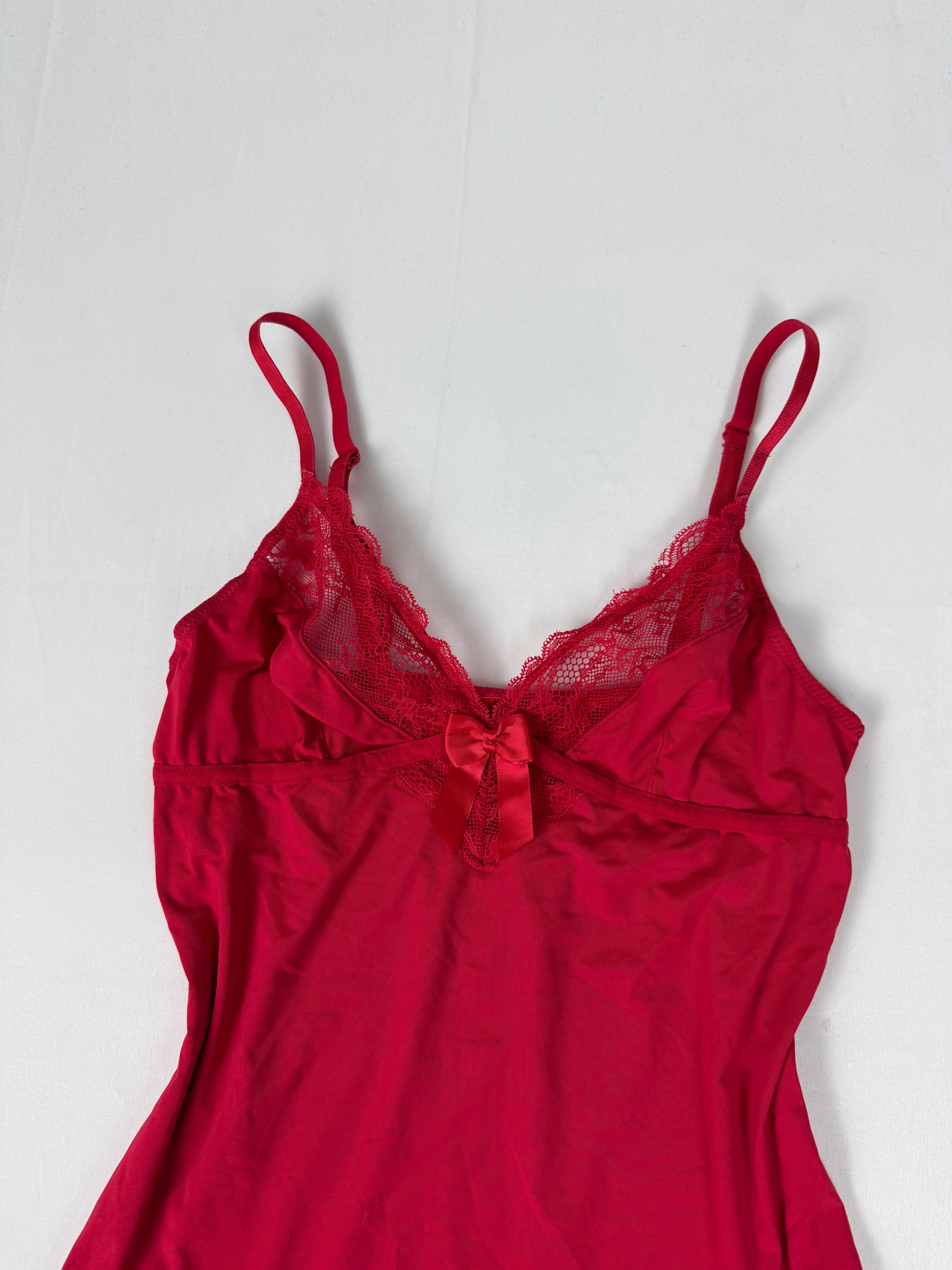 Red babydoll lycra cami top (M/L)