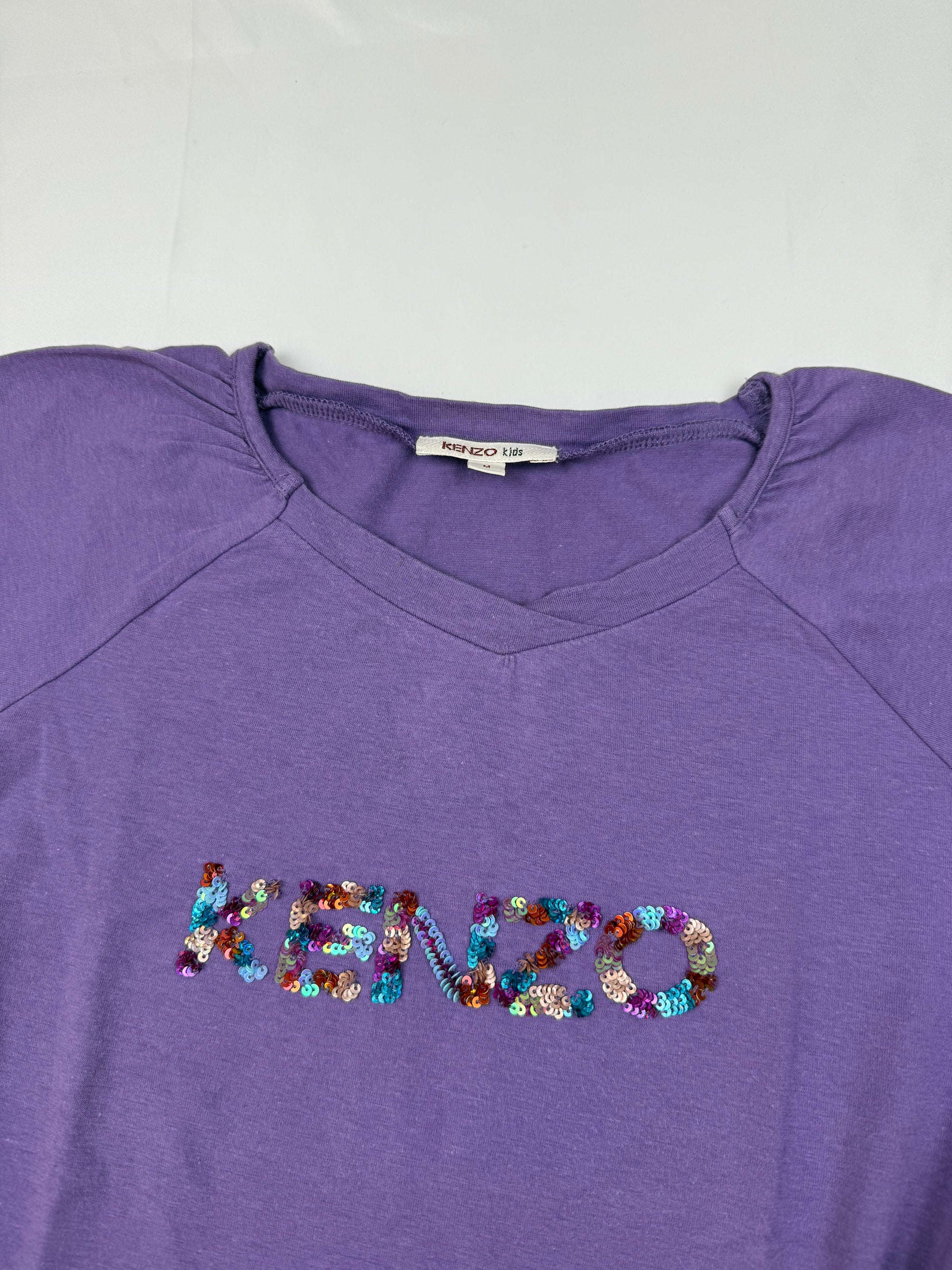 Purple sequins logo tee (S/M)