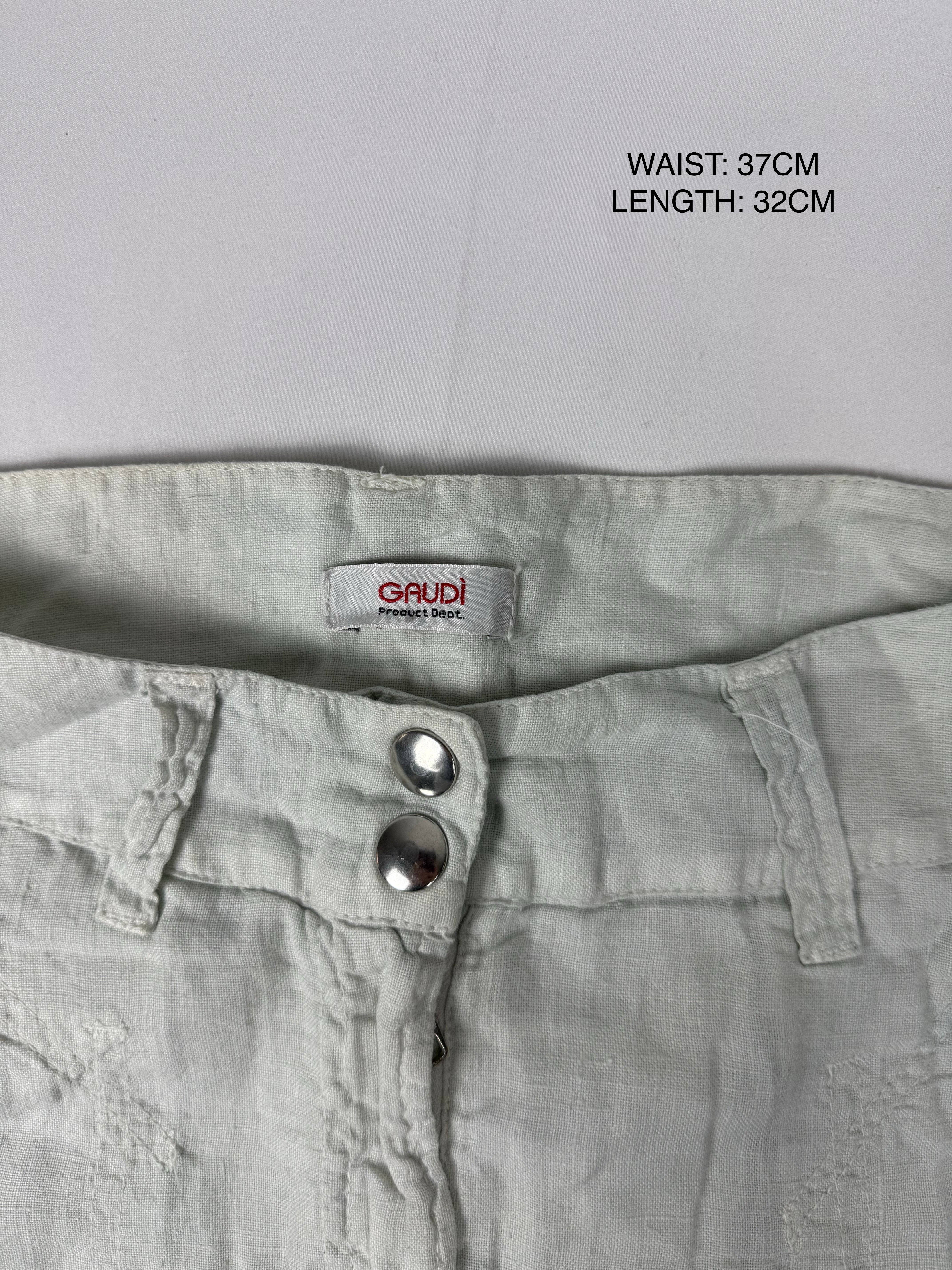 Grey 100% linen low rise mini skirt (M)