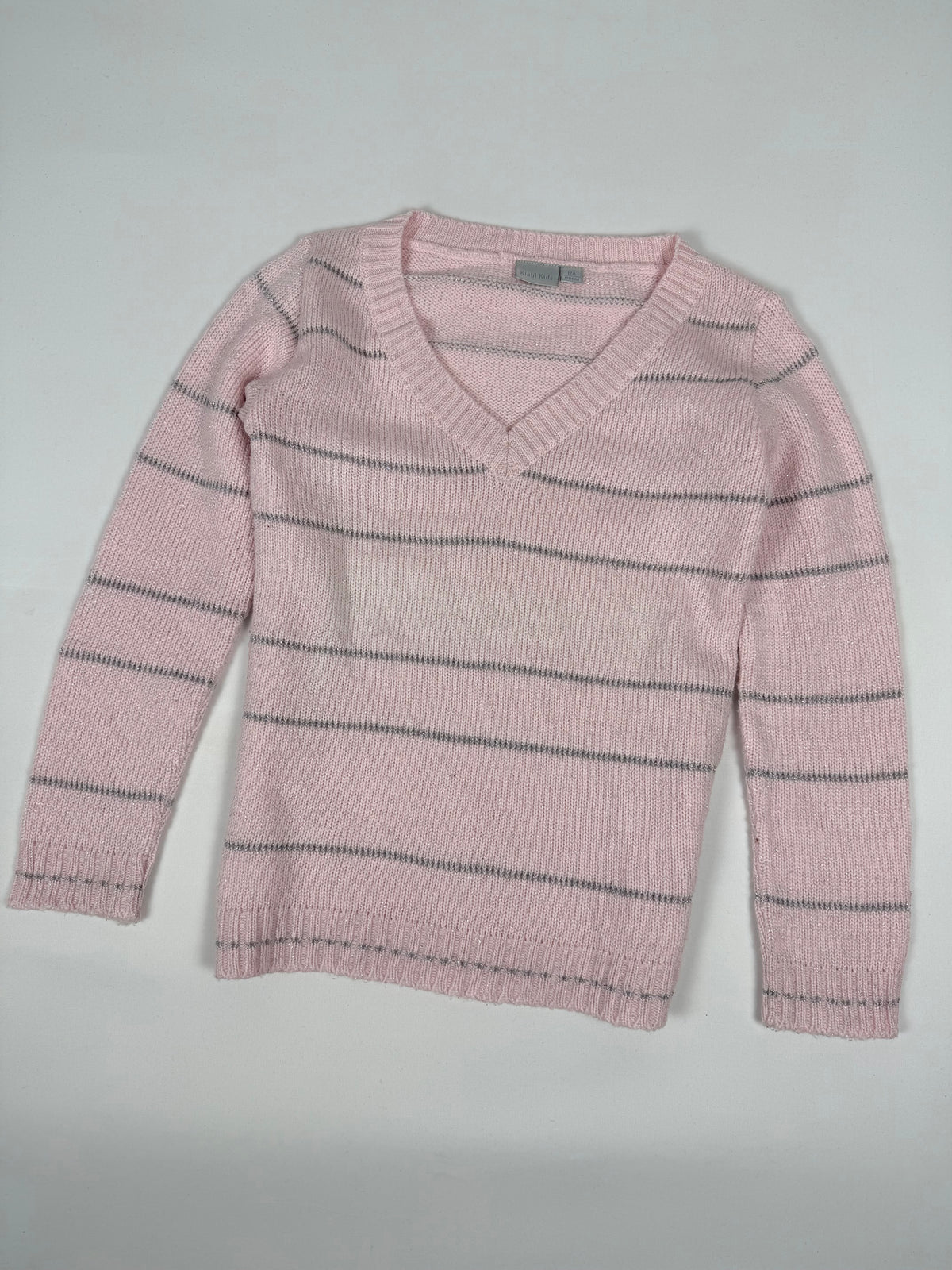 Baby pink V neck wool jumper (XS)