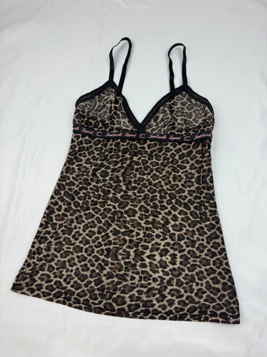 Brown mesh animal print cami top (S/M)