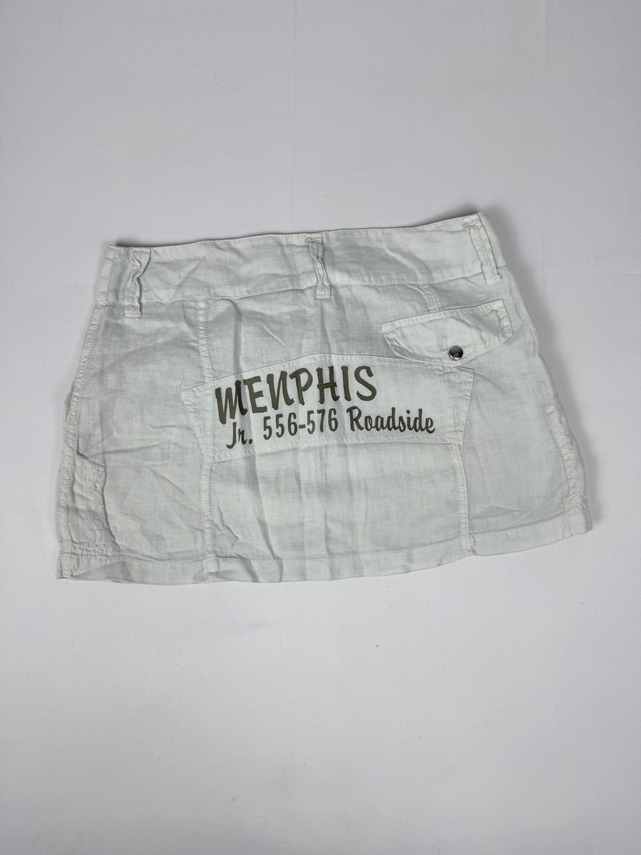 Grey 100% linen low rise mini skirt (M)