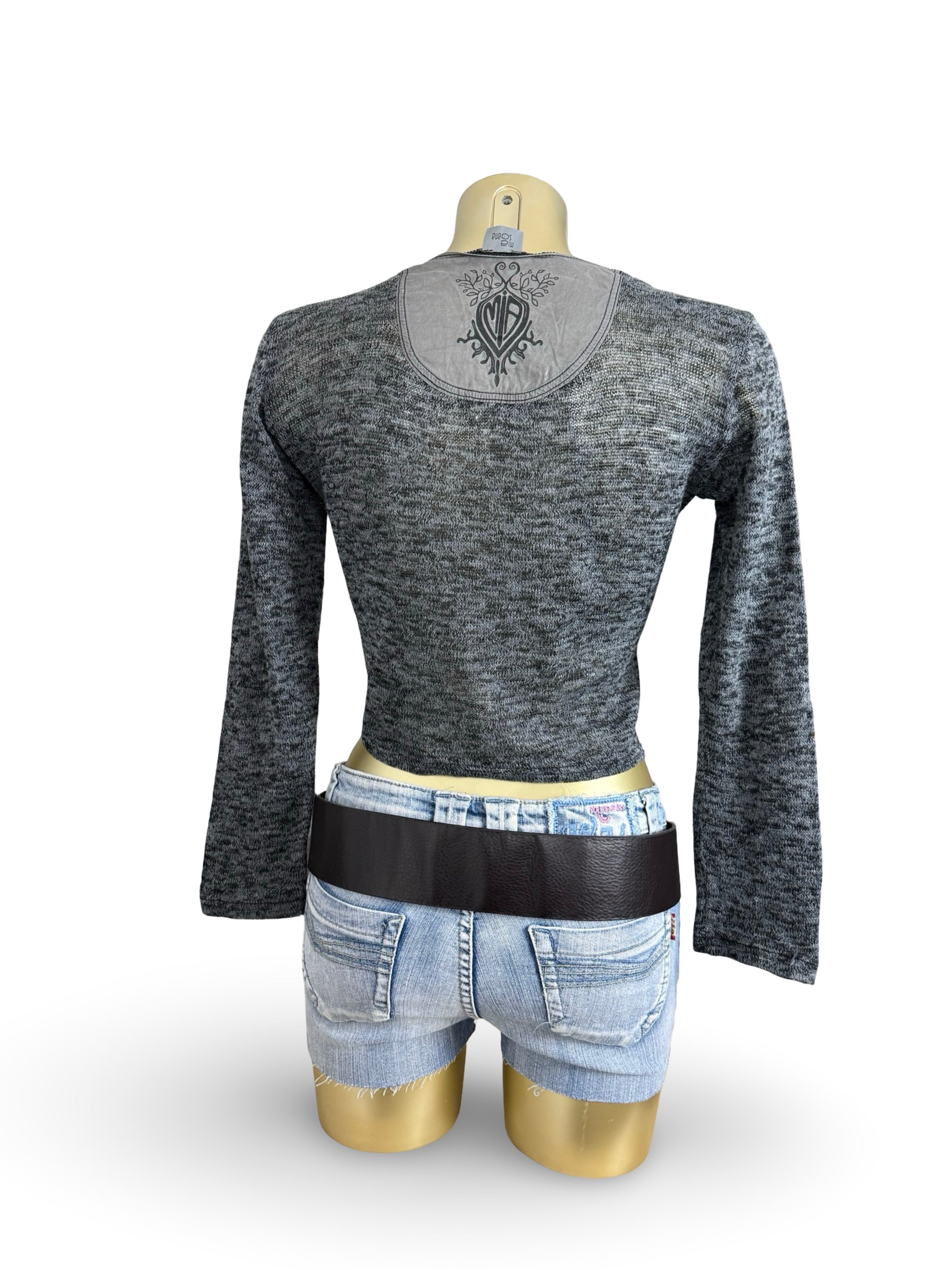 Grey tie up bolero long sleeves top (S/M)