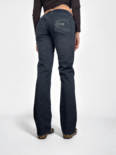 Grey denim low rise bootcut pants (S/M)