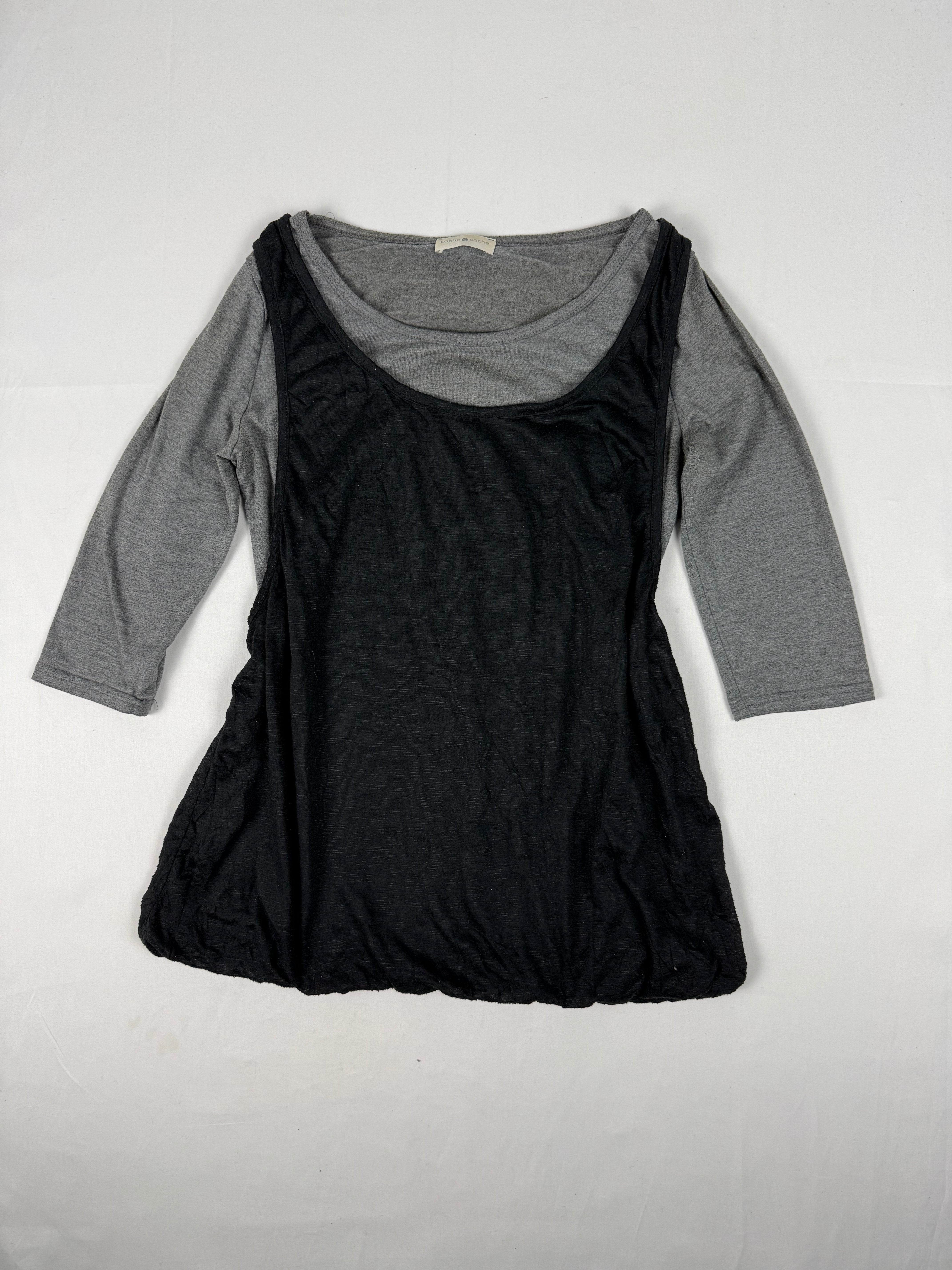 Black & grey 2 in 1 long sleeves top (M/L)