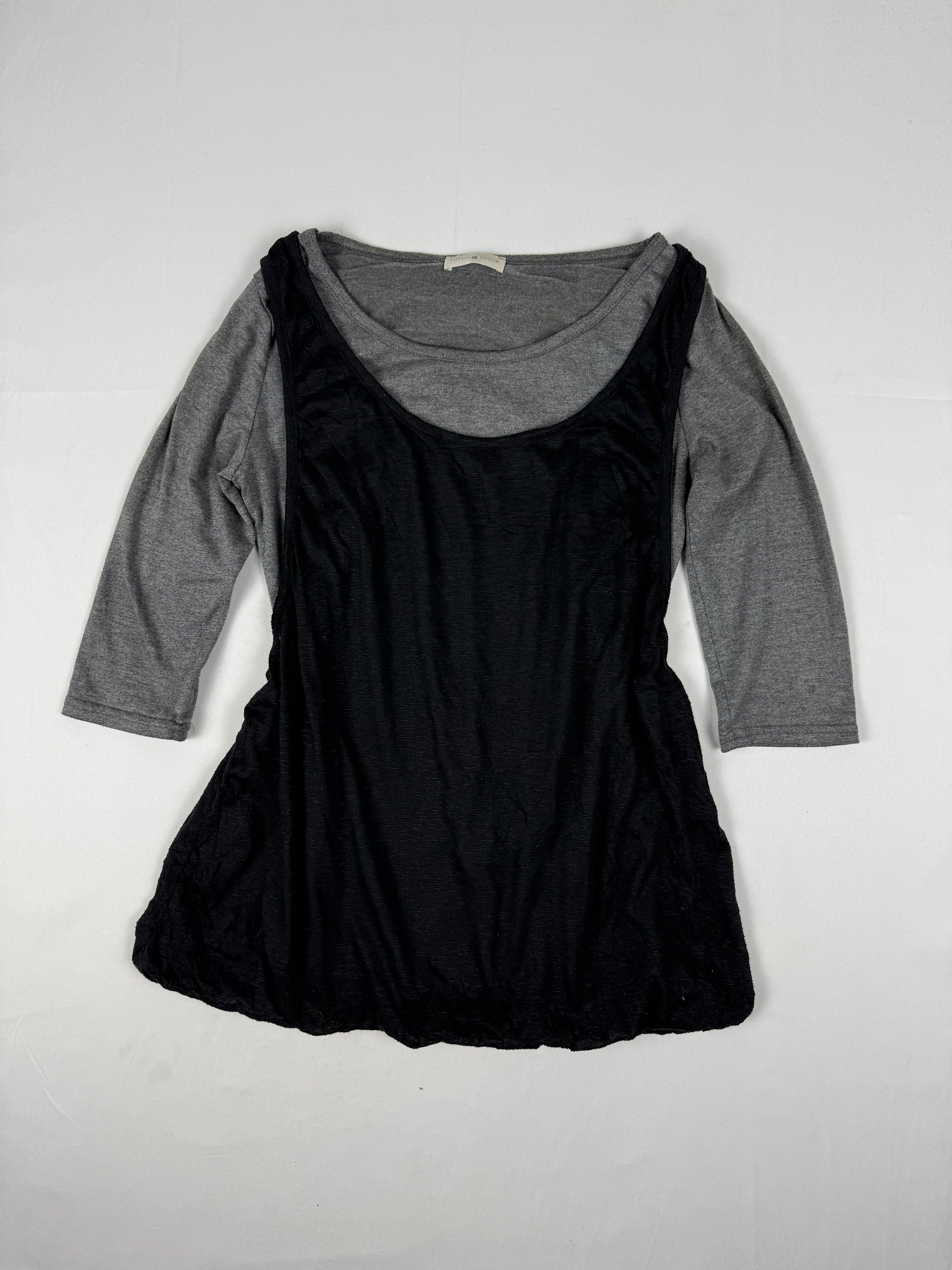 Black & grey 2 in 1 long sleeves top (M/L)