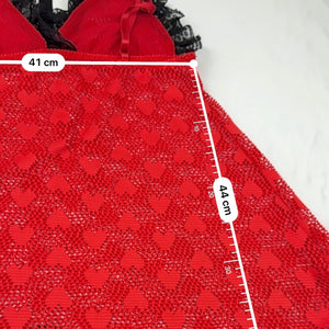 Red mesh see trough babydoll mini dress (L)