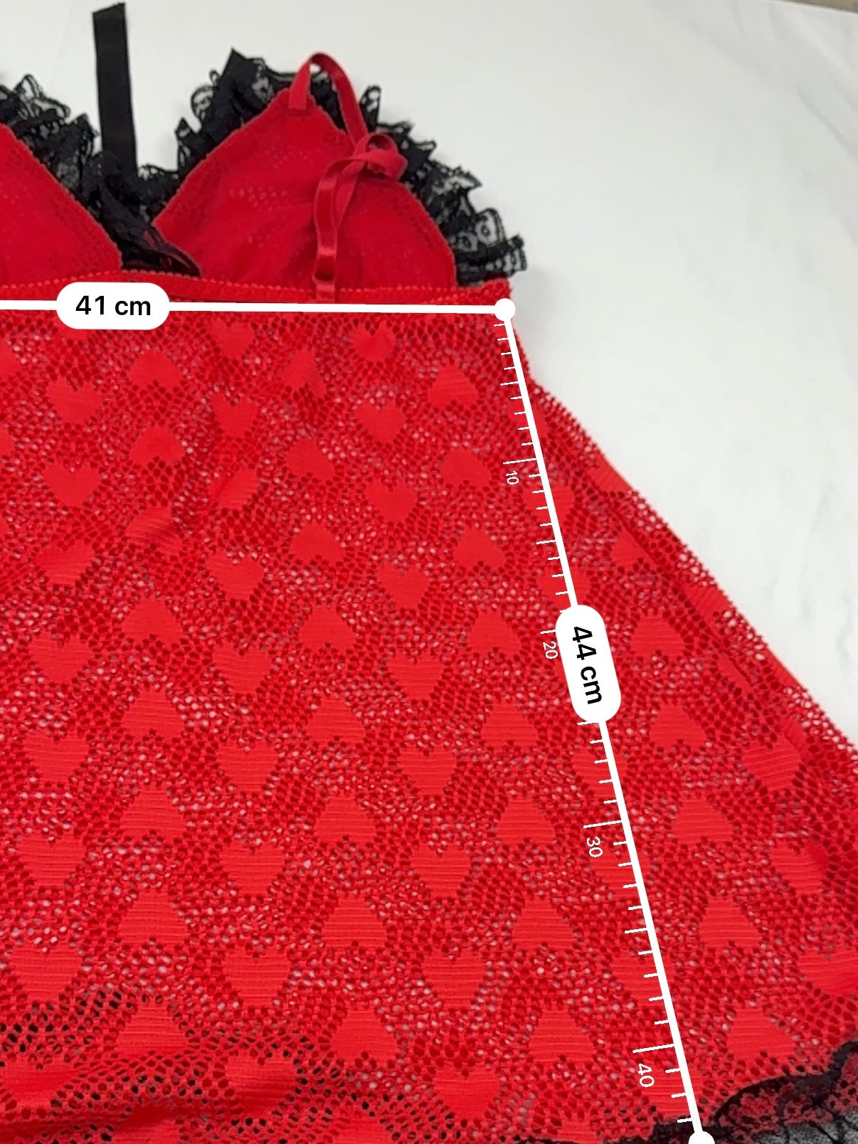 Red mesh see trough babydoll mini dress (L)