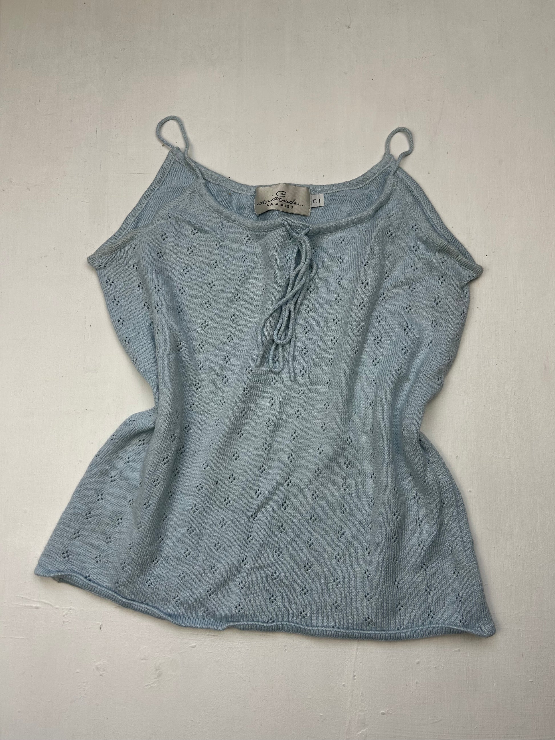 Baby blue knitted cami  top (S/M)