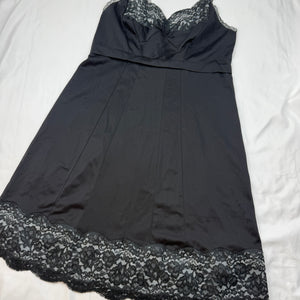 Black silky babydoll mini dress (L)