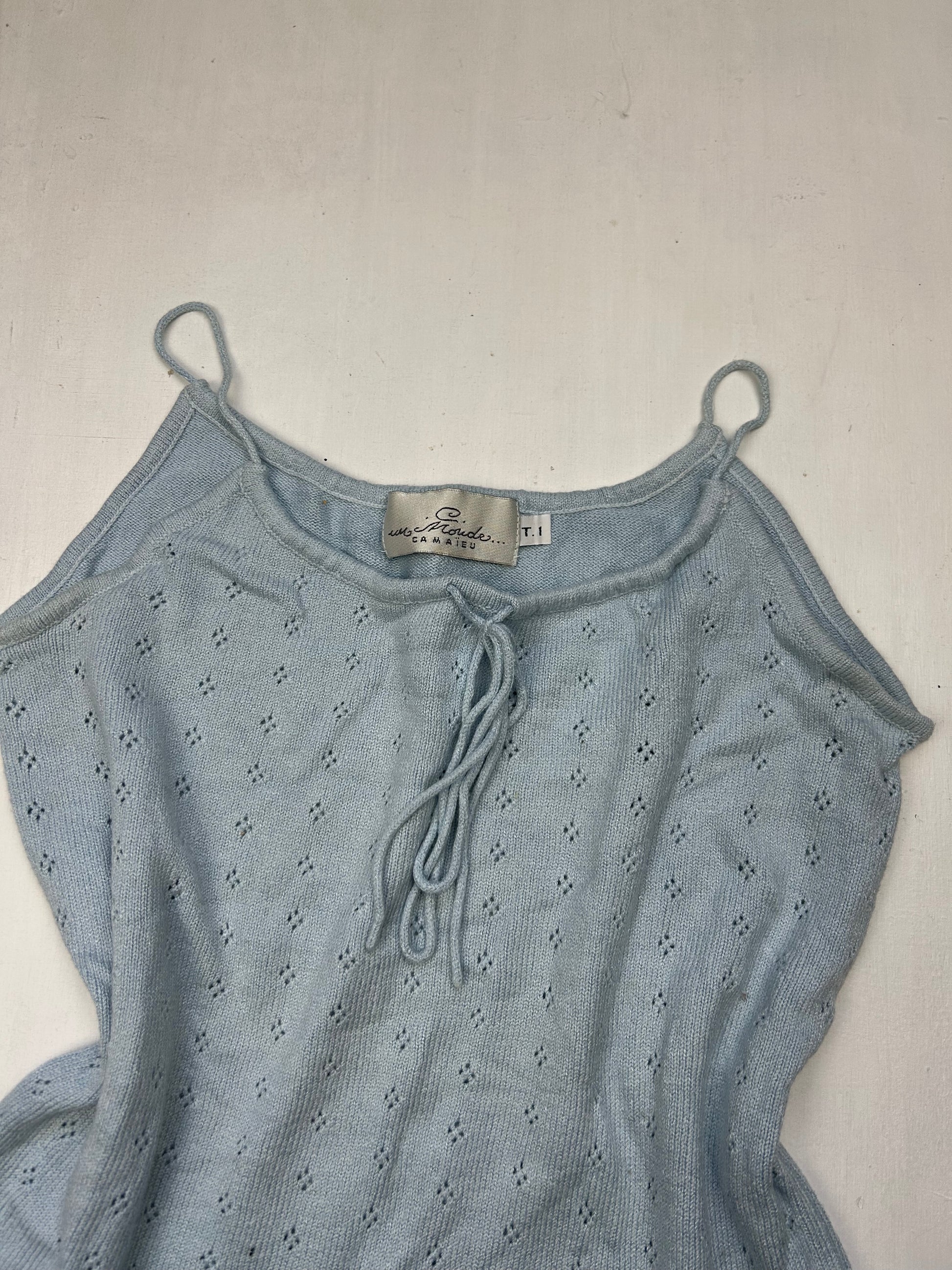 Baby blue knitted cami  top (S/M)