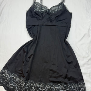 Black silky babydoll mini dress (L)