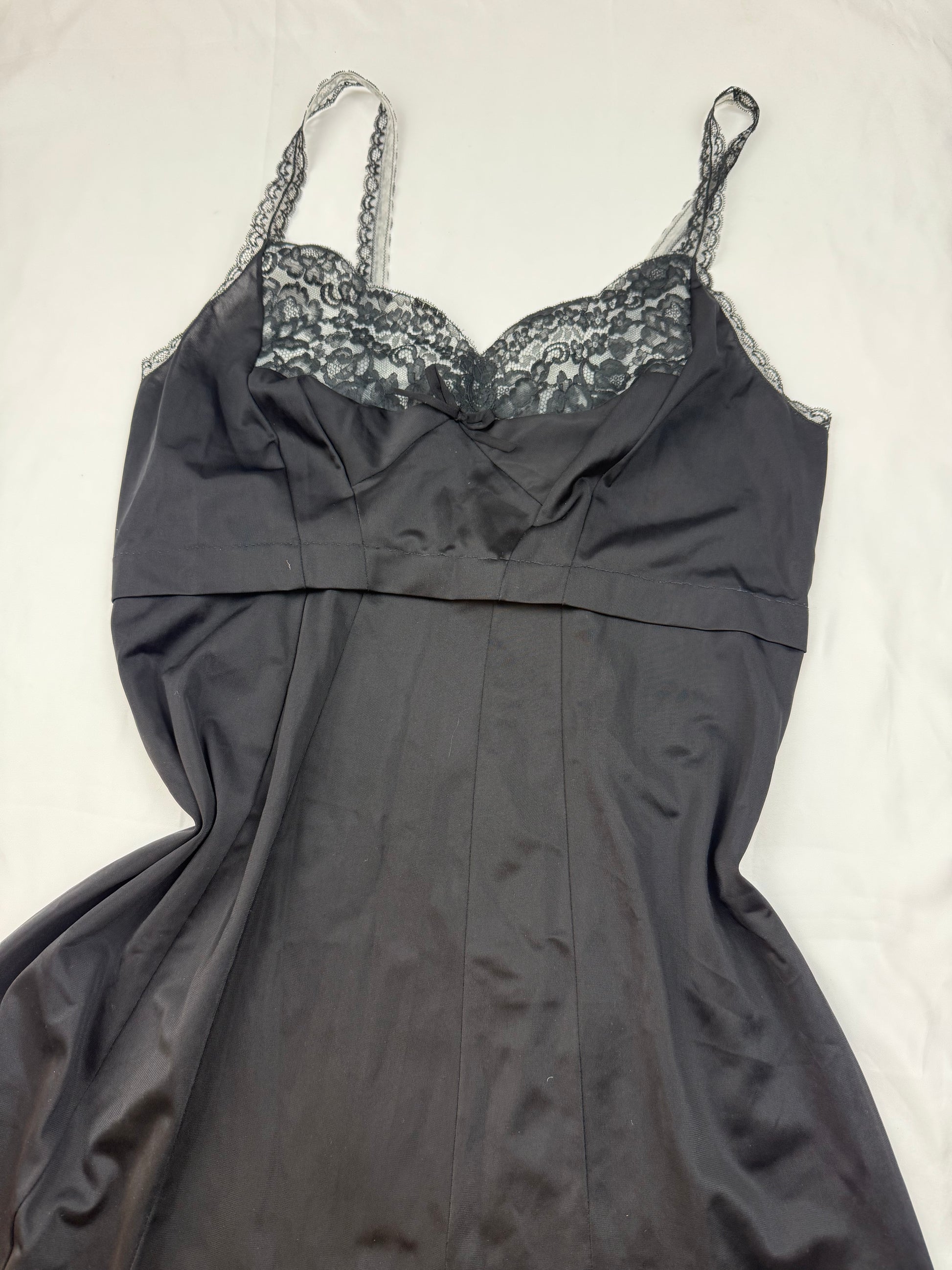 Black silky babydoll mini dress (L)