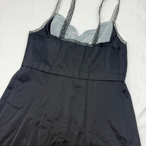 Black silky babydoll mini dress (L)