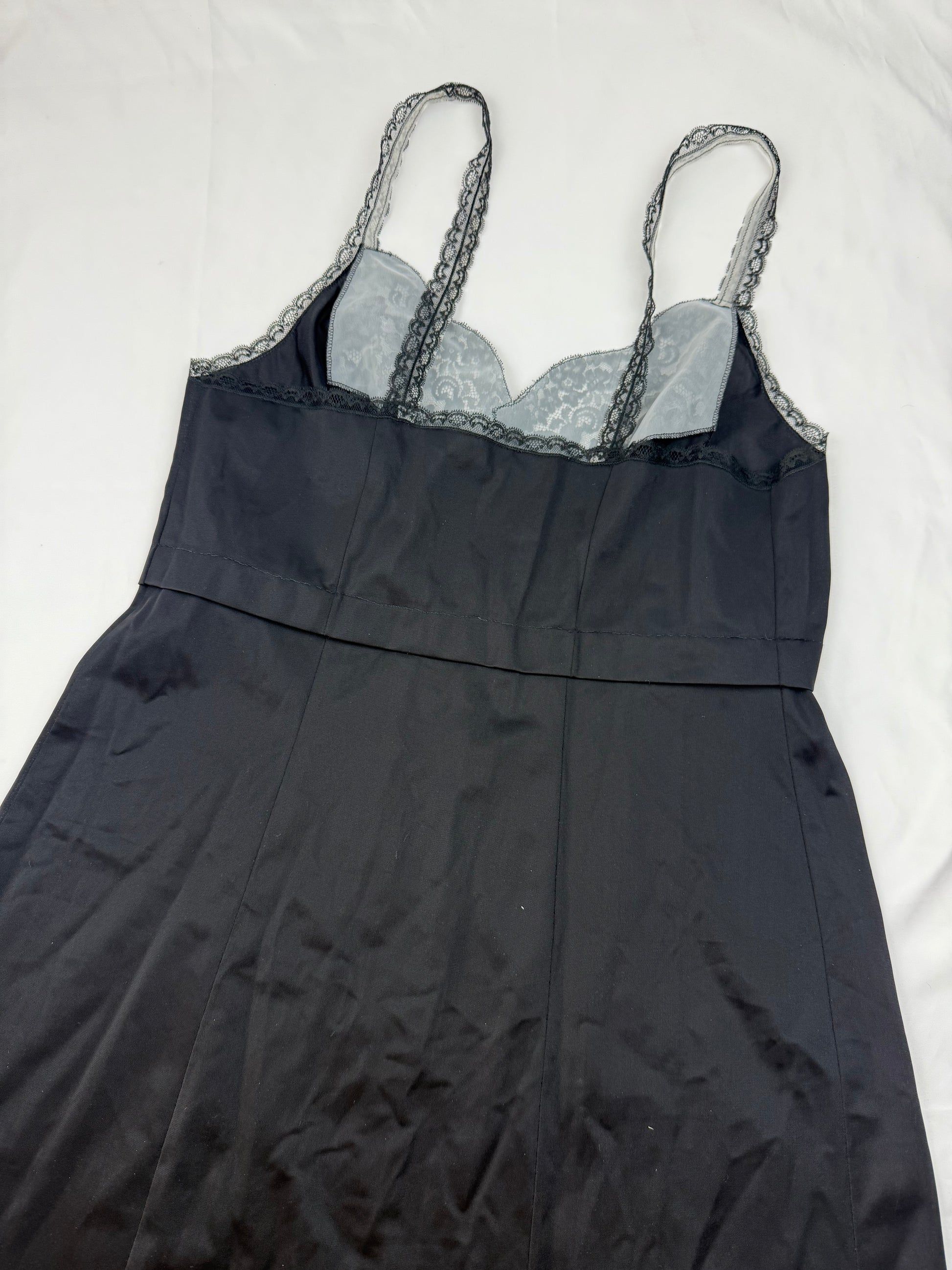 Black silky babydoll mini dress (L)