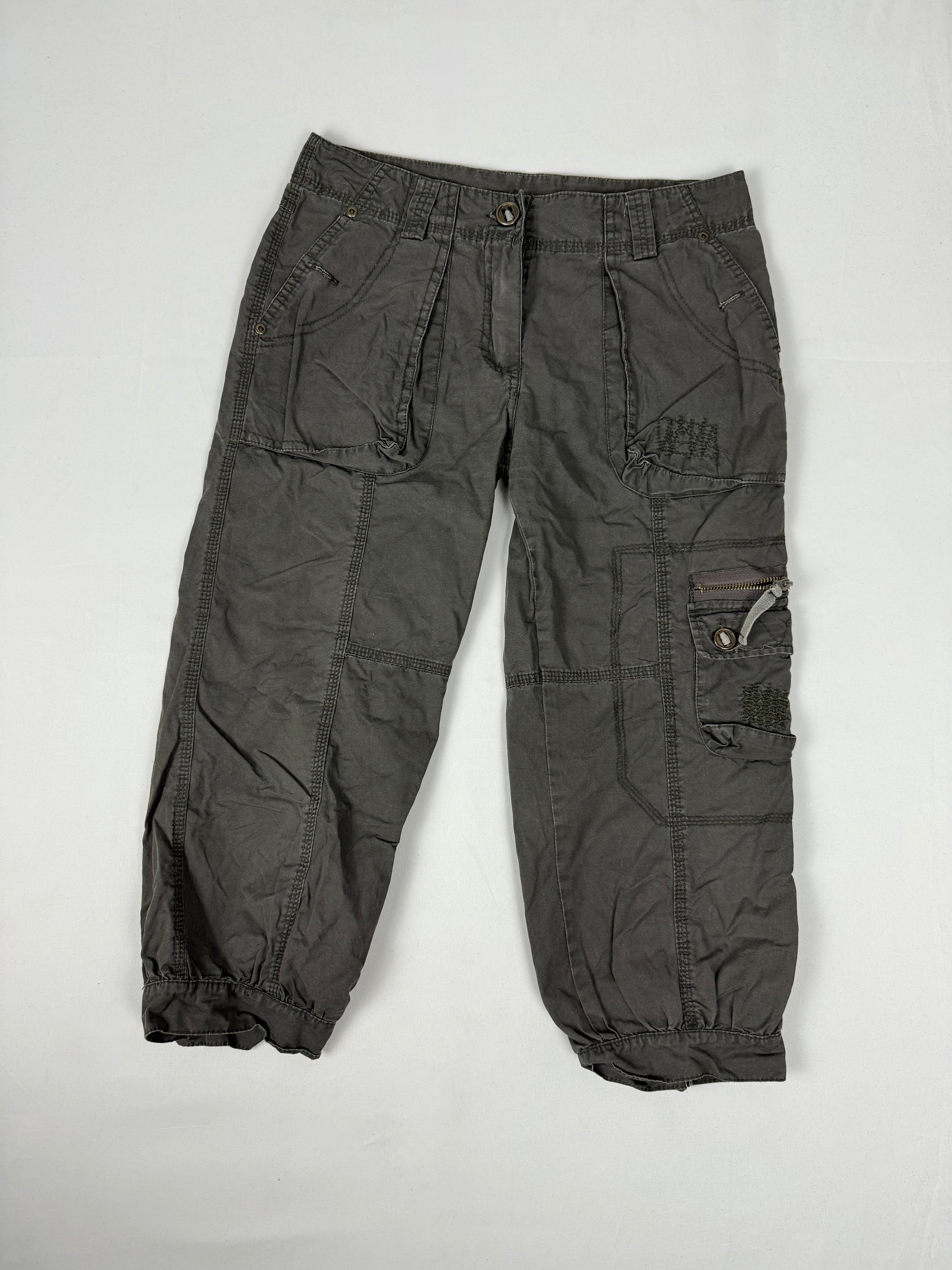 Khaki cotton low rise utility capri pants (S)