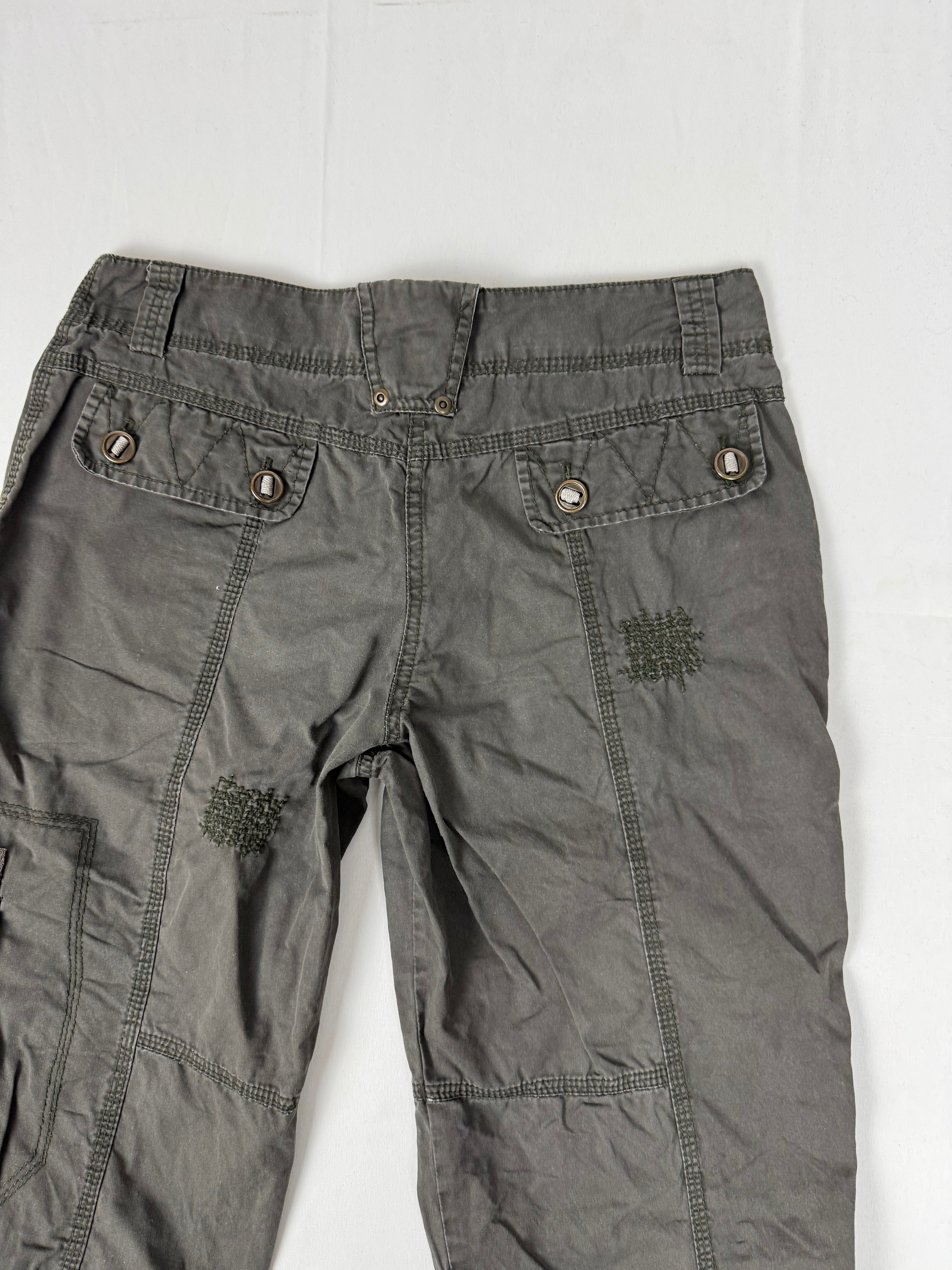 Khaki cotton low rise utility capri pants (S)