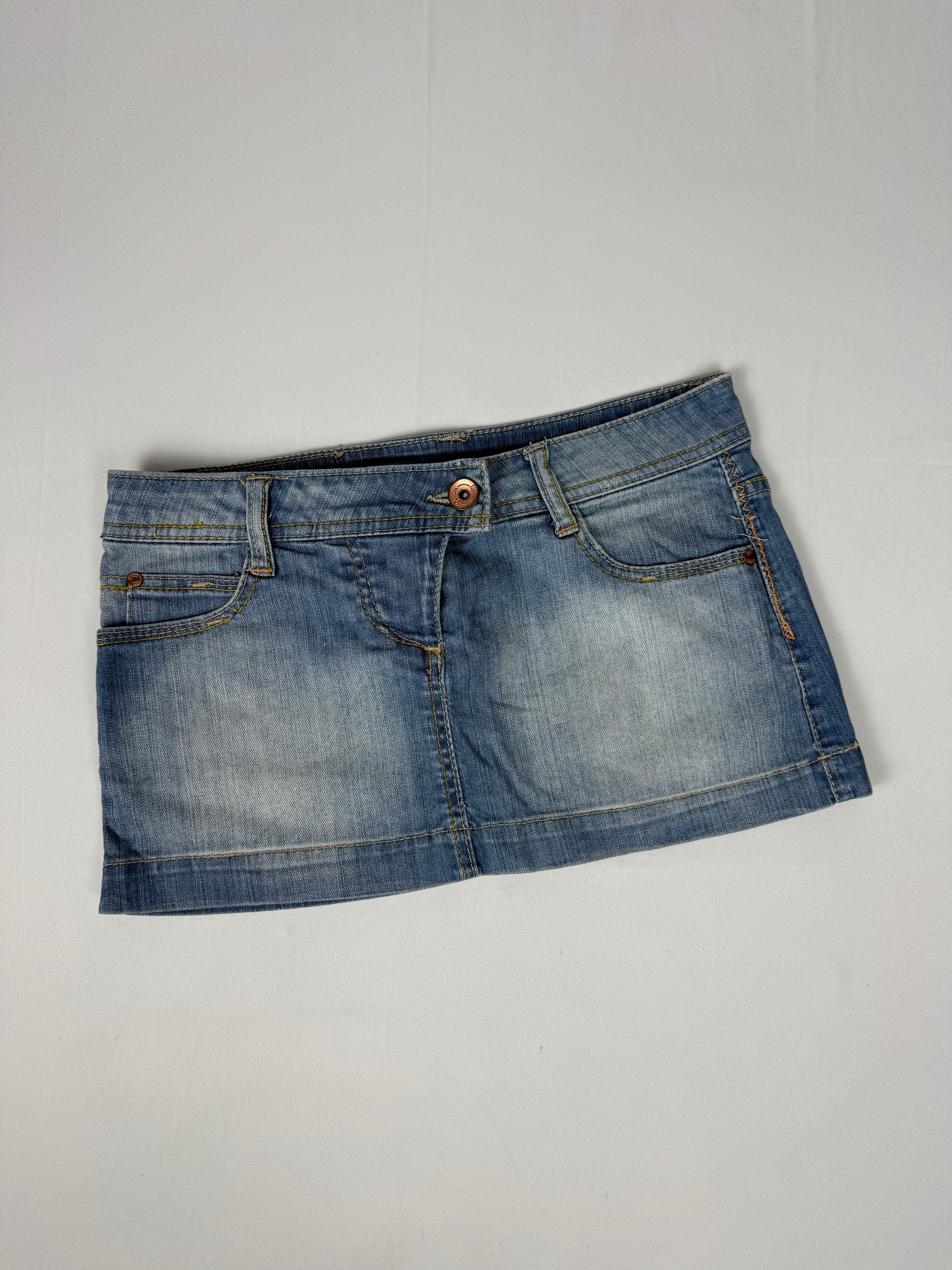 Blue denim low rise mini skirt (S/M)